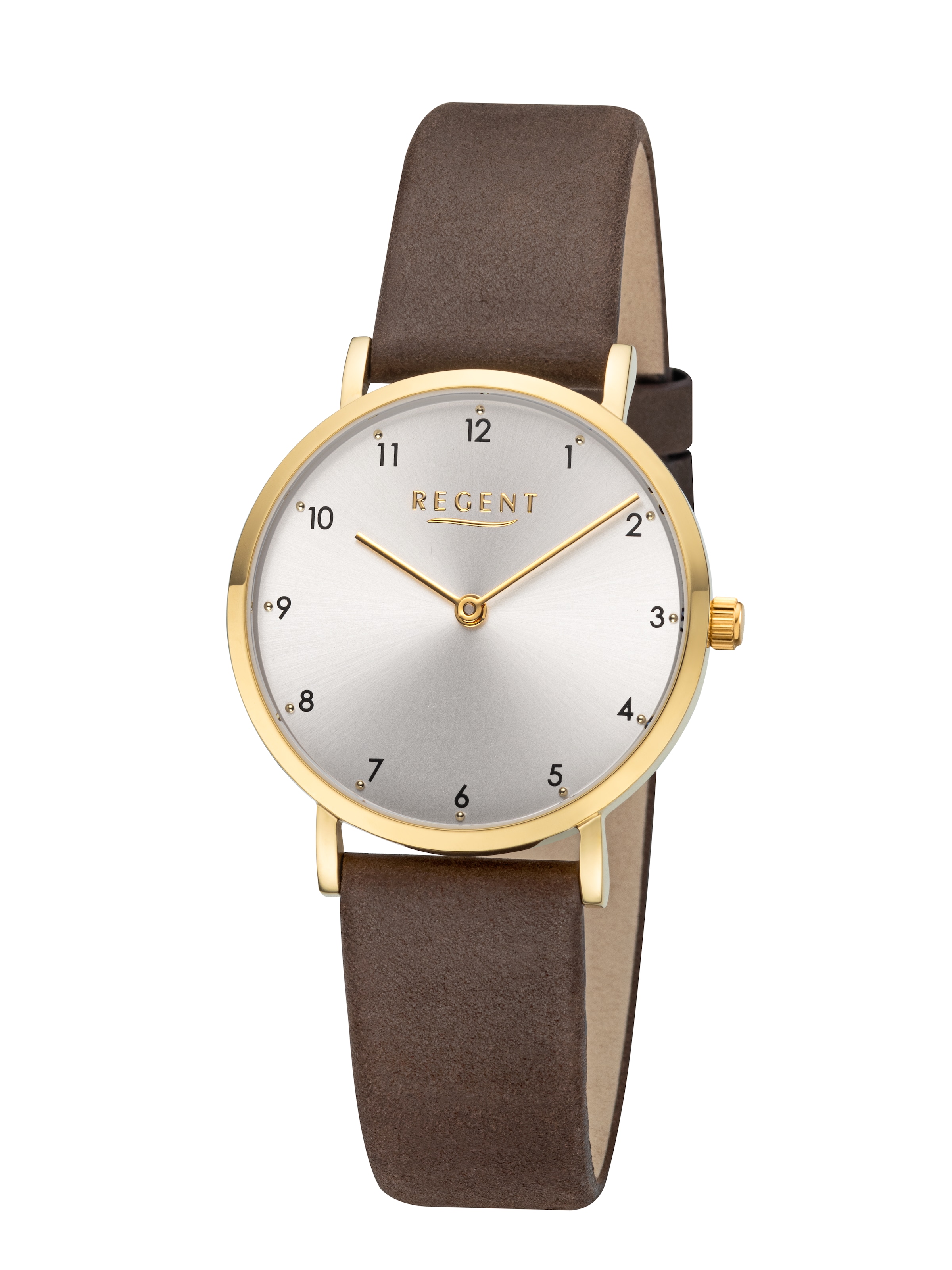 REGENT Analoguhr in Braun: Vorderseite