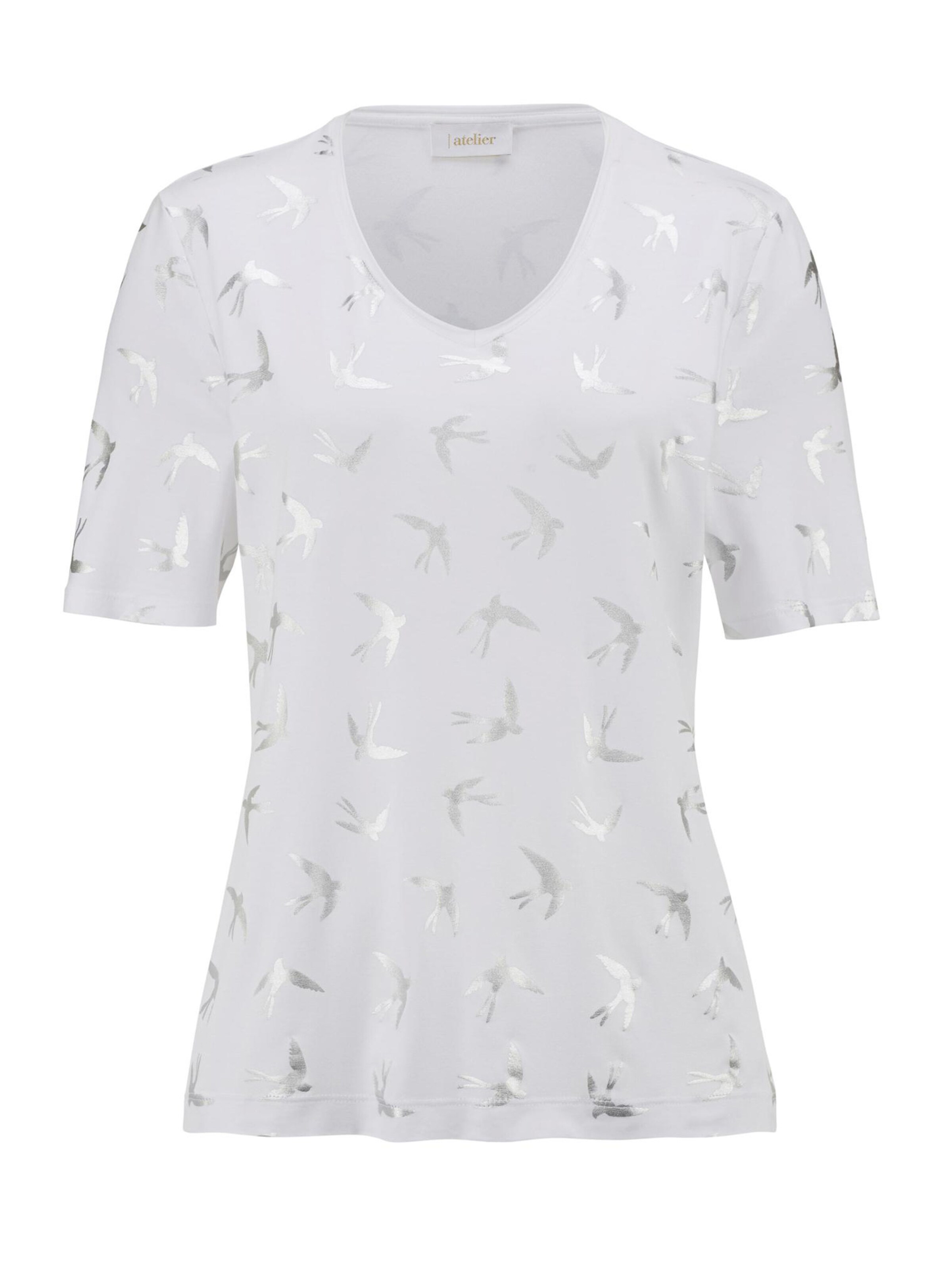 Goldner Druckshirt in Weiß: Vorderseite