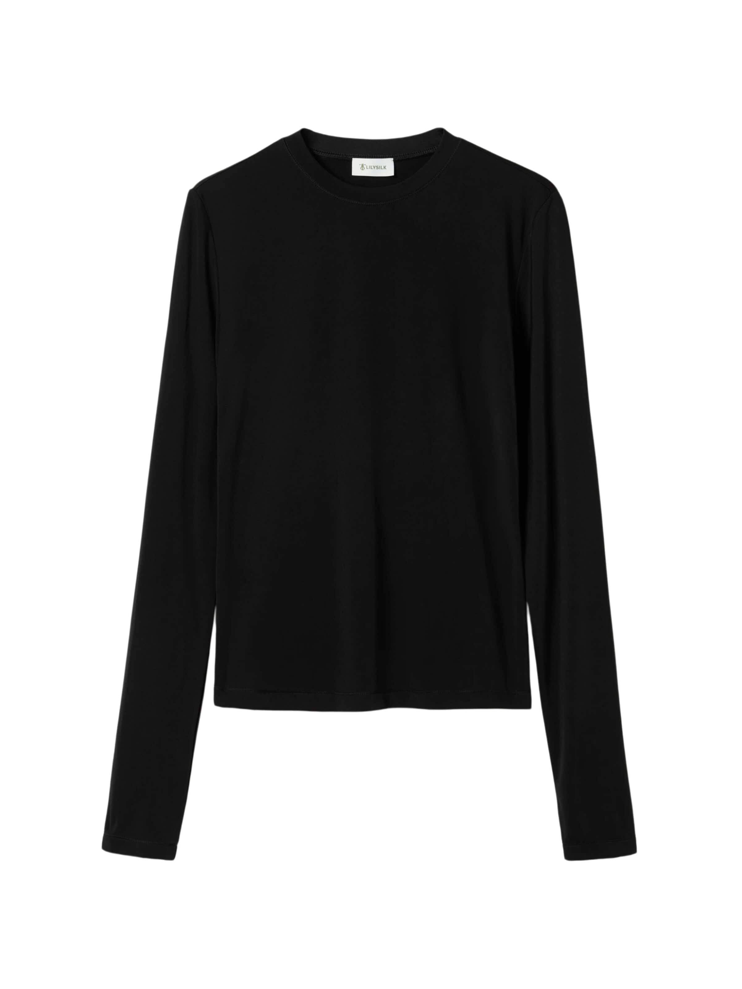 Lilysilk - Camiseta 'Seide Breeze Jersey Sensibles Top' en negro: frente