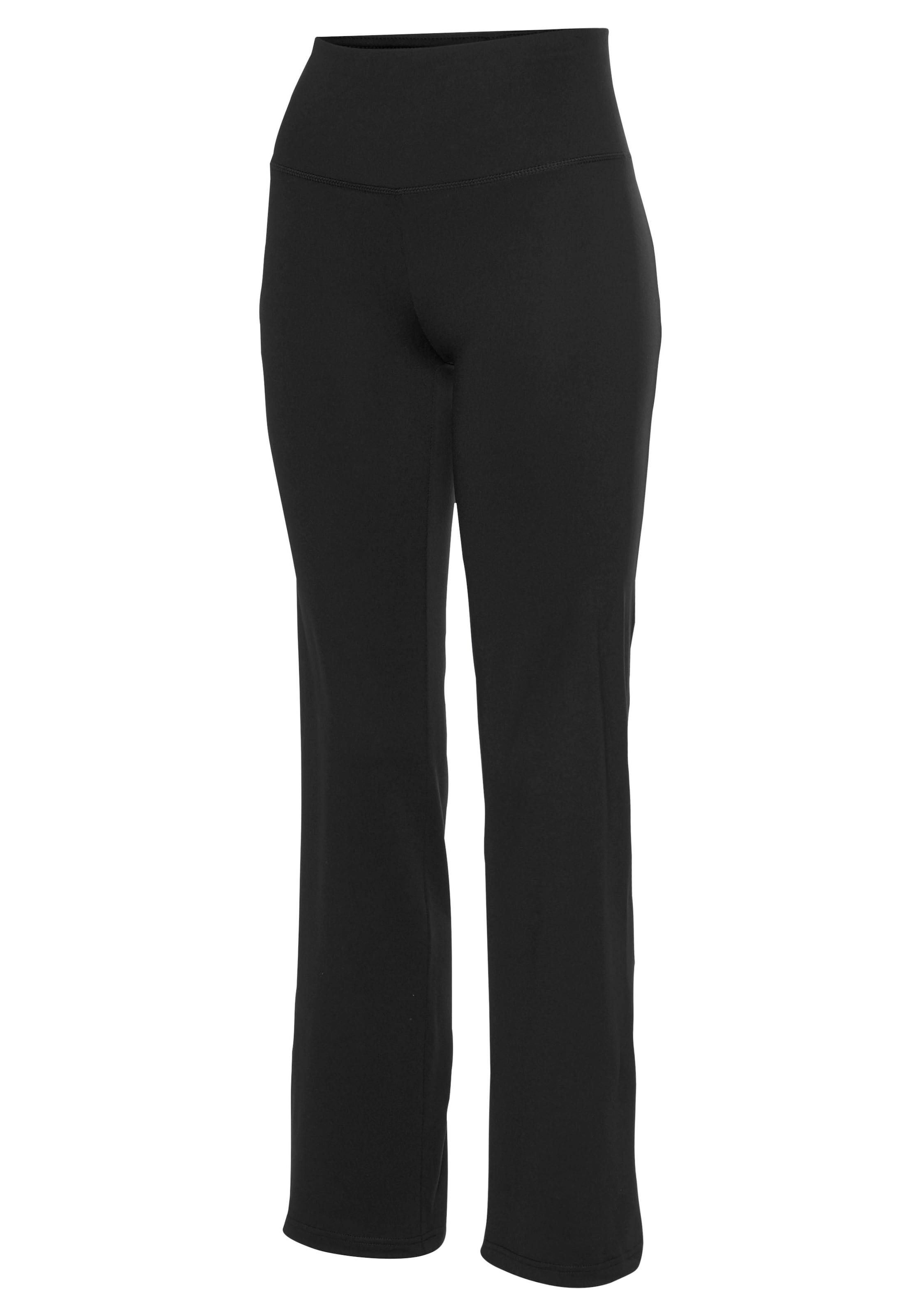 LASCANA ACTIVE Rozkloszowany krój Spodnie sportowe w kolorze czarny