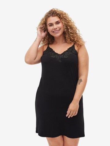 Zizzi - Camisa de noite 'MDELICATE' em preto: frente