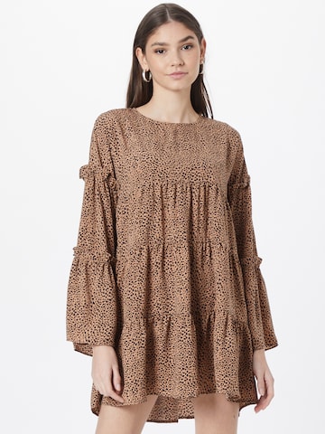 In The Style Shirt Dress in Brown: front