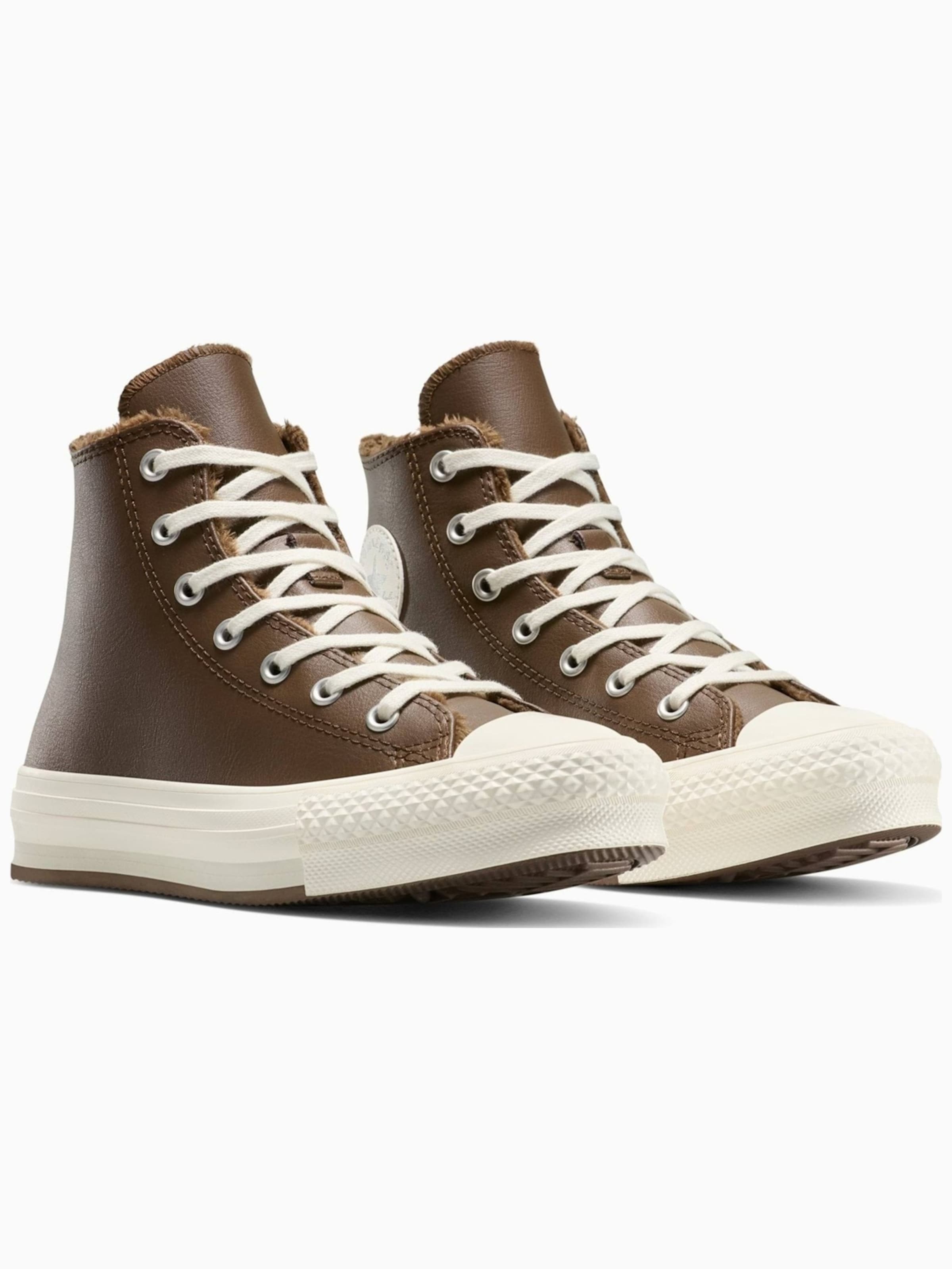 Sneaker alta 'Converse Chuck Taylor All Star Lift Leather Platform' di CONVERSE in marrone