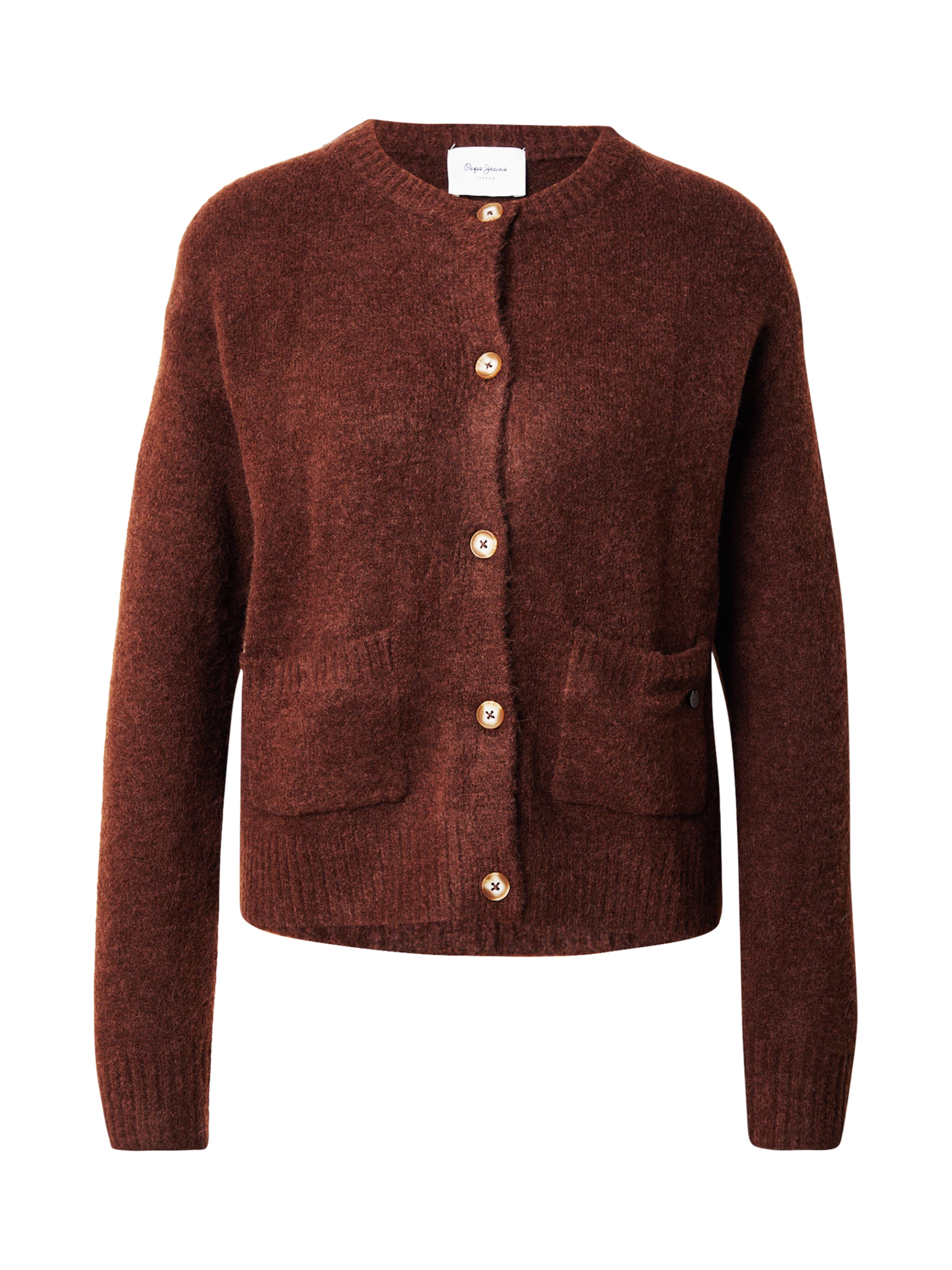 Pepe Jeans Πλεκτή ζακέτα 'Cecil' σε καφέ: μπροστά