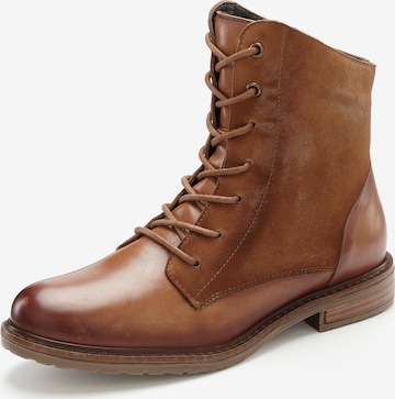 LASCANA Lace-Up Ankle Boots in Brown: front