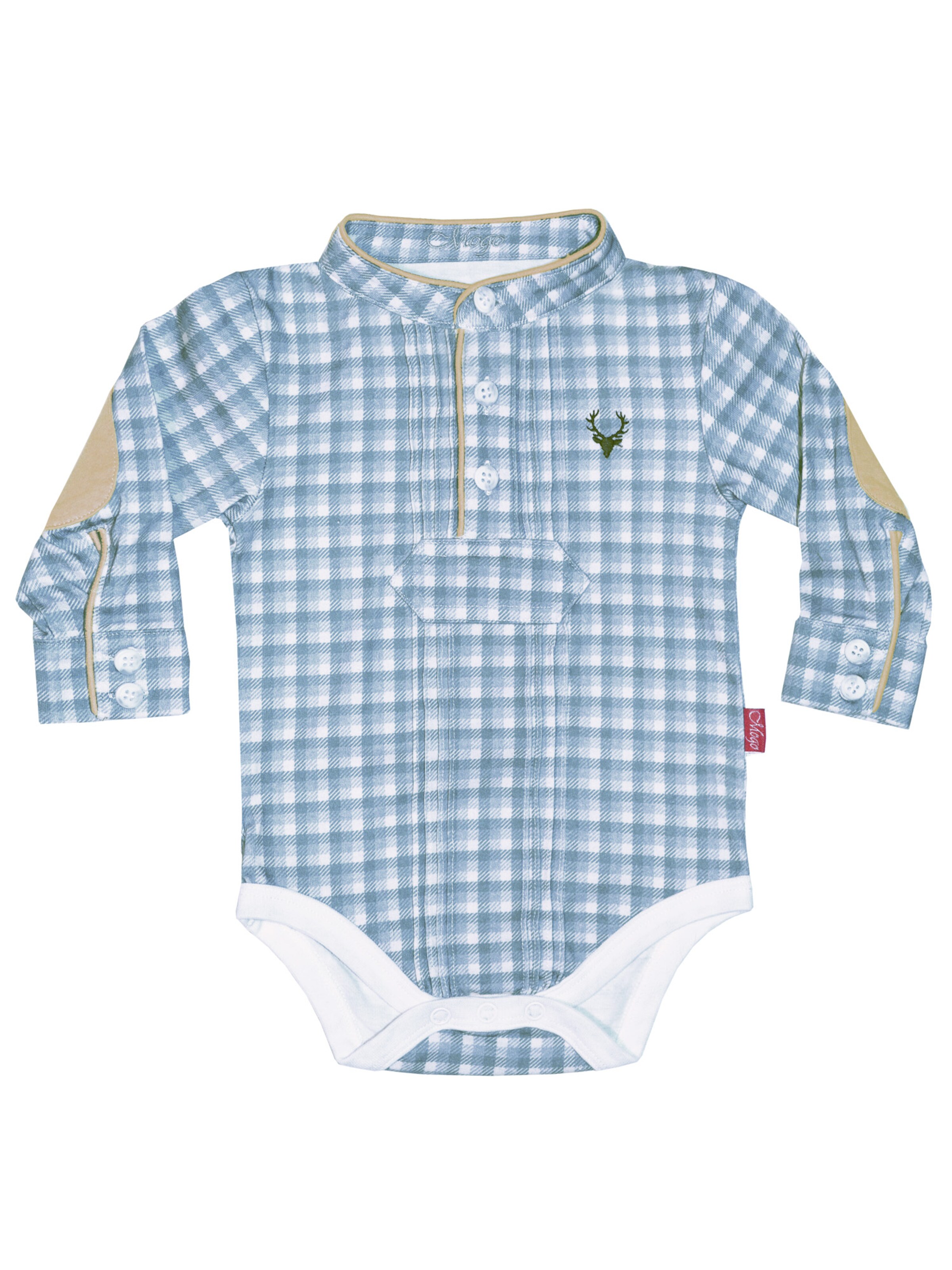 Mogo Strampler/Body 'Raucheck'‌‌‌‌ in Blau: Vorderseite