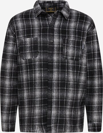 SikSilk Comfort fit Button Up Shirt in Black: front