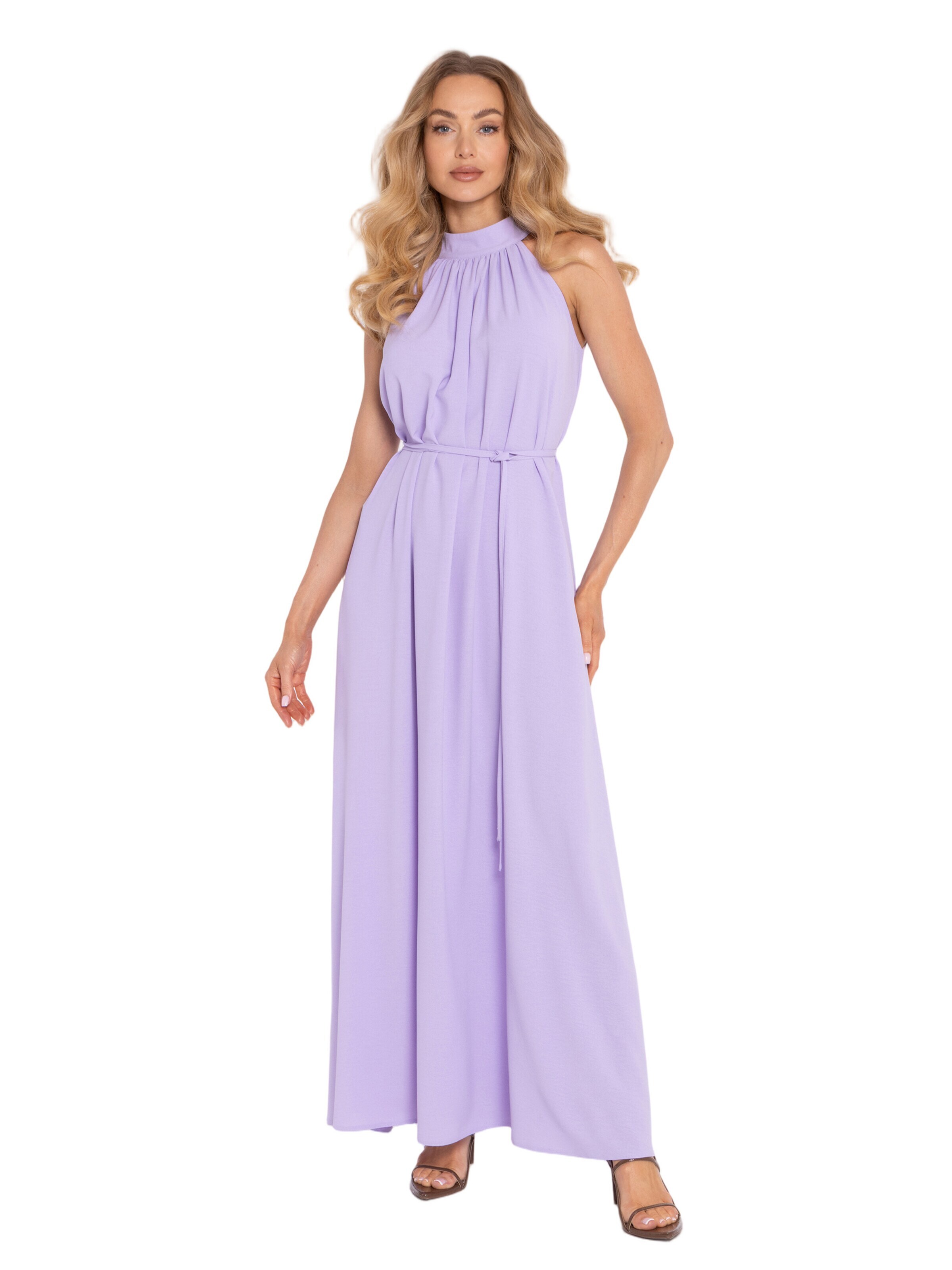 made of emotion Šaty 'Sukienka maxi halter neck z paskiem' – fialová