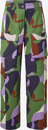 Pantaloni cu buzunare 'CAMI' SOMETHINGNEW pe maro / verde / mov orhidee / mov închis, Vizualizare produs