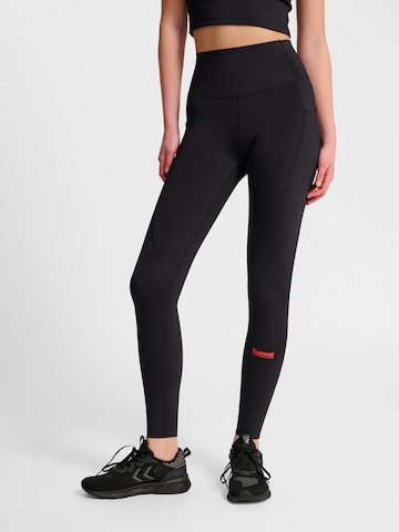 Hummel Skinny Sportbroek in Zwart: voorkant
