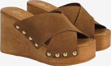 Desa Huisschoenen 'Keilpantoffeln' in Bruin: voorkant