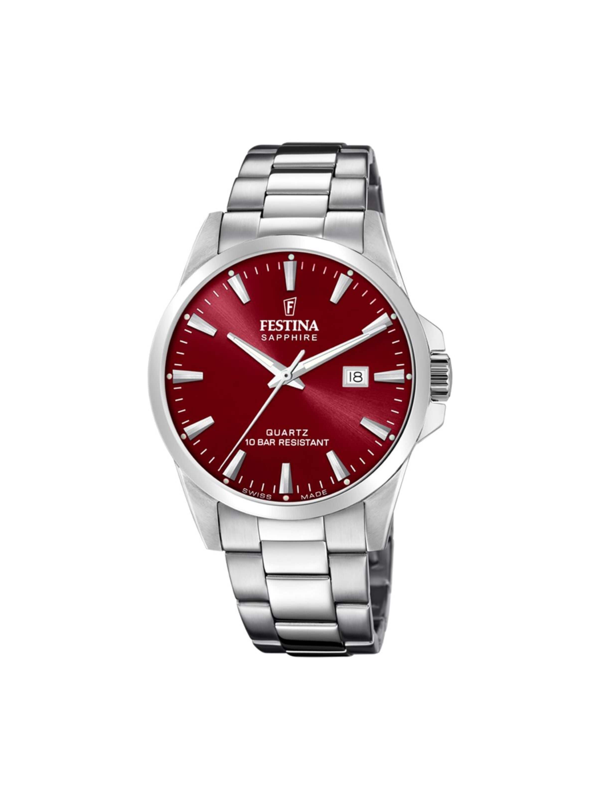 Montre à affichage analogique 'Date watch Classics Swiss Made' FESTINA en rouge : devant