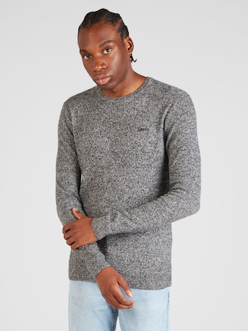 Superdry Пуловер 'ESSENTIAL' в сиво: отпред
