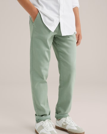 WE Fashion Slim fit Trousers in Green: front