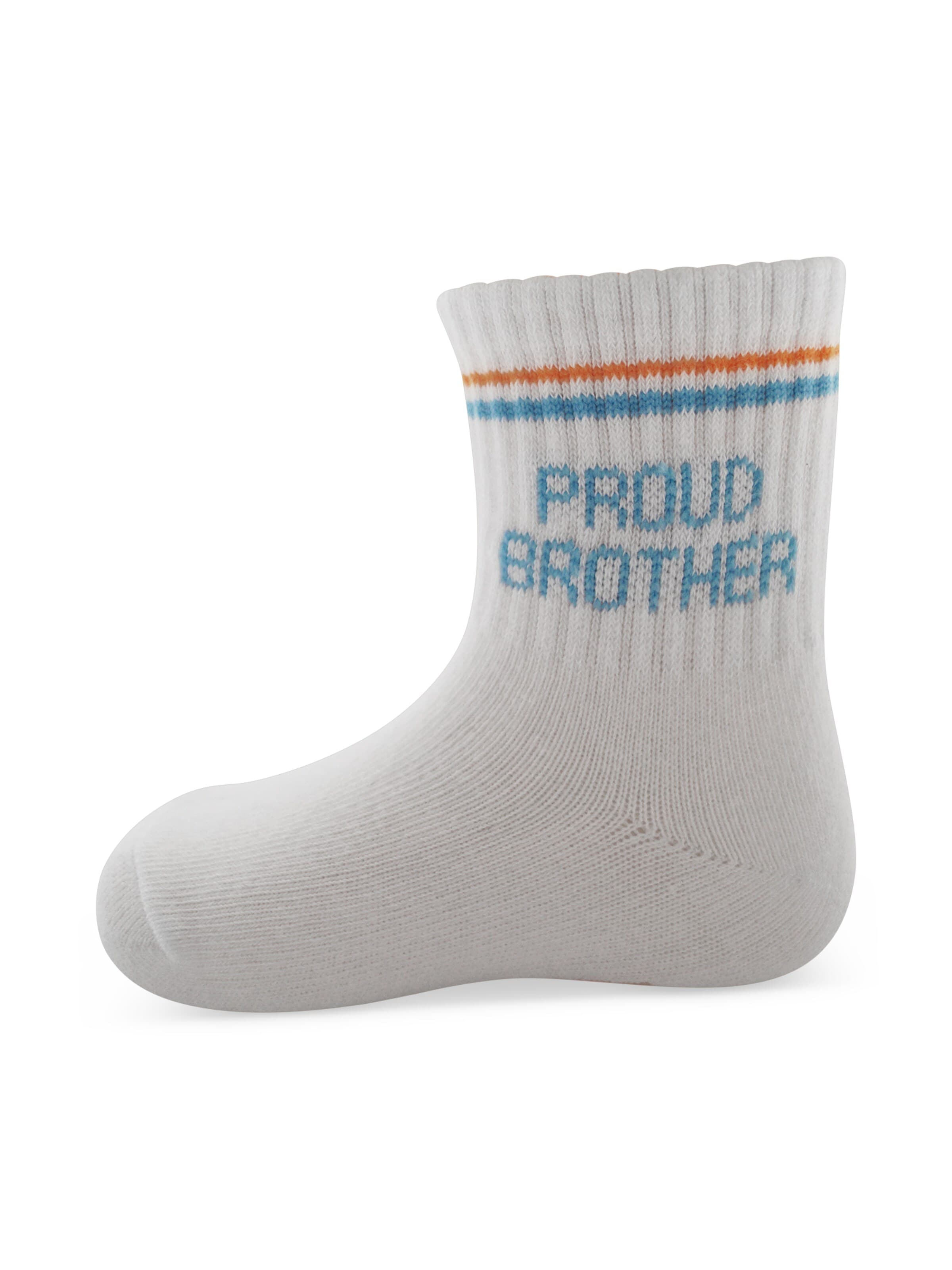 Pippa & Piet Socks 'Proud Brother' in White: front