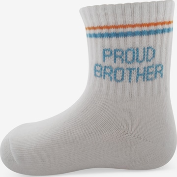 Pippa & Piet Socks 'Proud Brother' in White: front