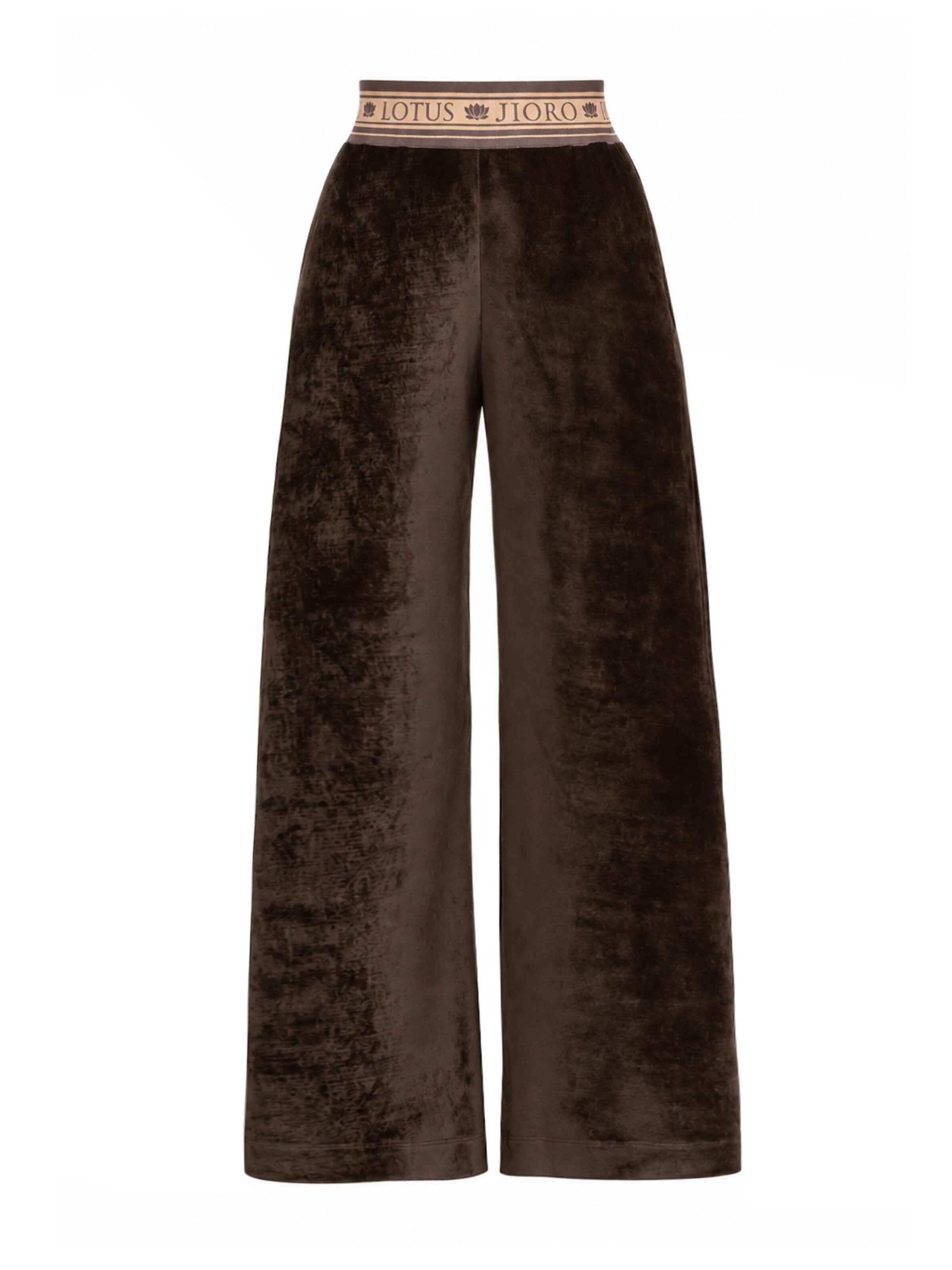 JIORO Wide leg Trousers in Brown: front