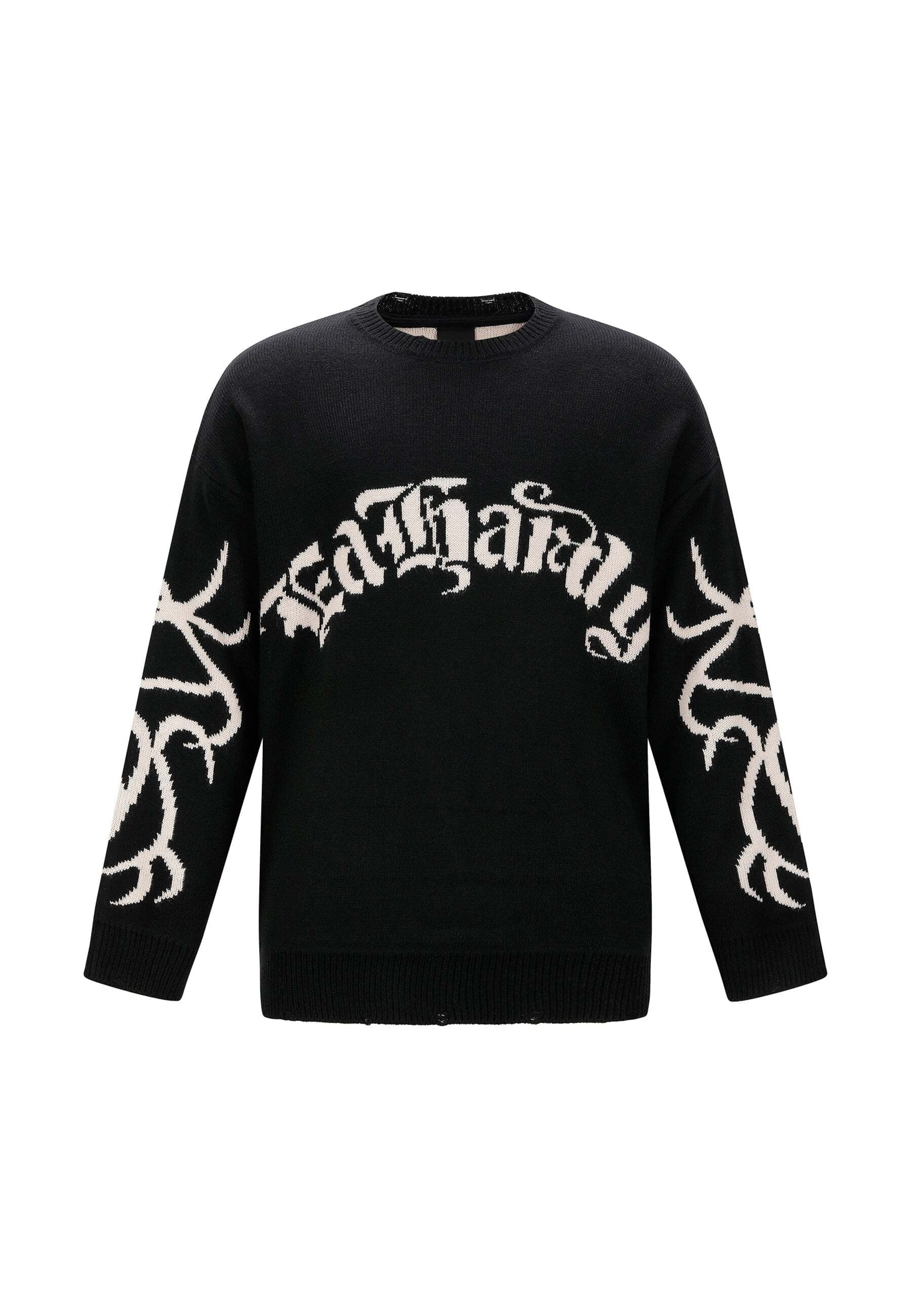 Ed Hardy Neulepaita 'Intarsien Tattoo Drache' värissä musta: etupuoli