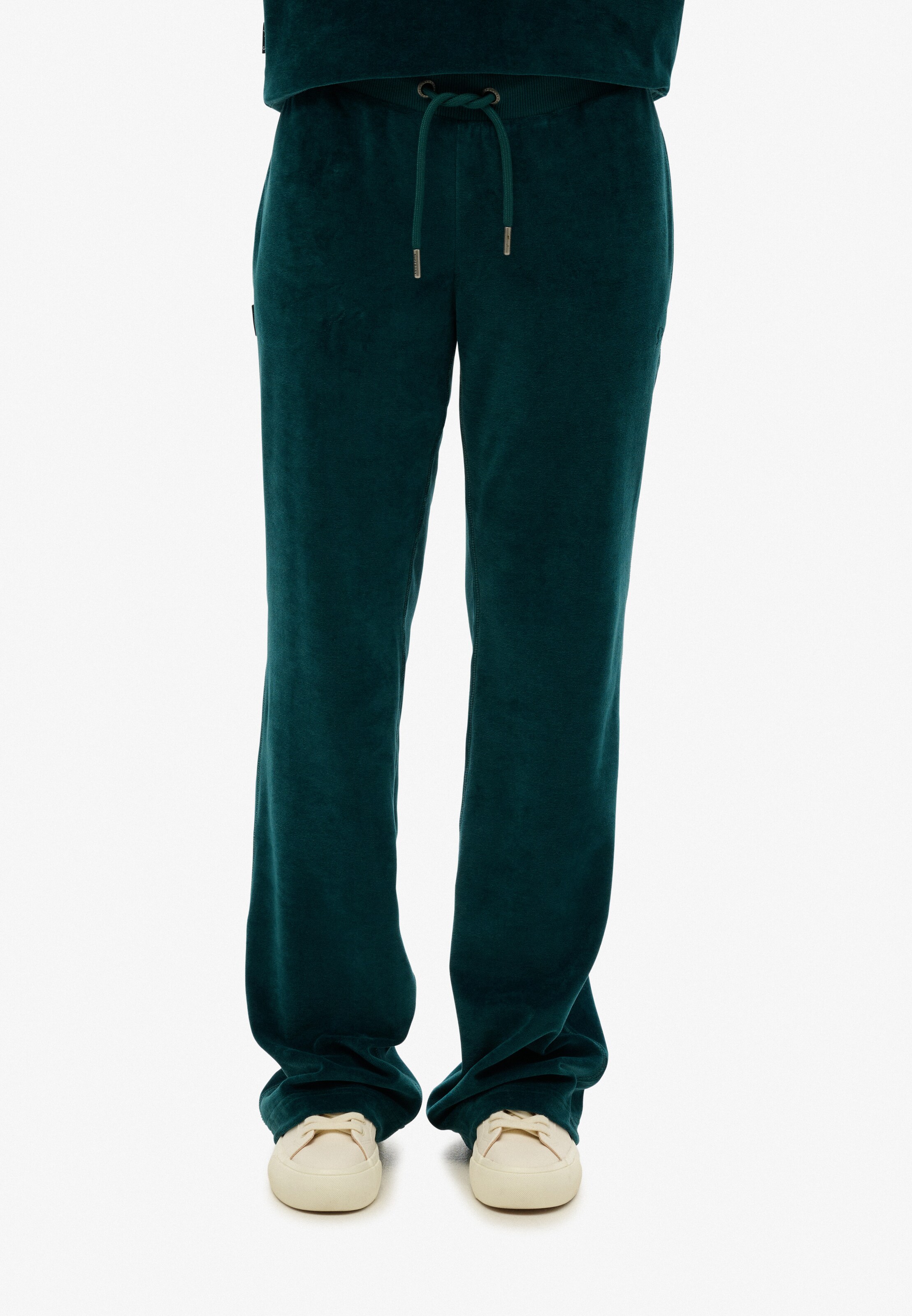 Superdry Wide leg Broek in Groen: voorkant