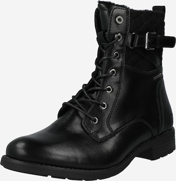 TOM TAILOR Lace-Up Ankle Boots in Black: front