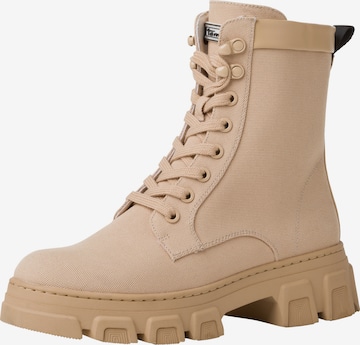 TAMARIS Lace-Up Ankle Boots in Beige: front