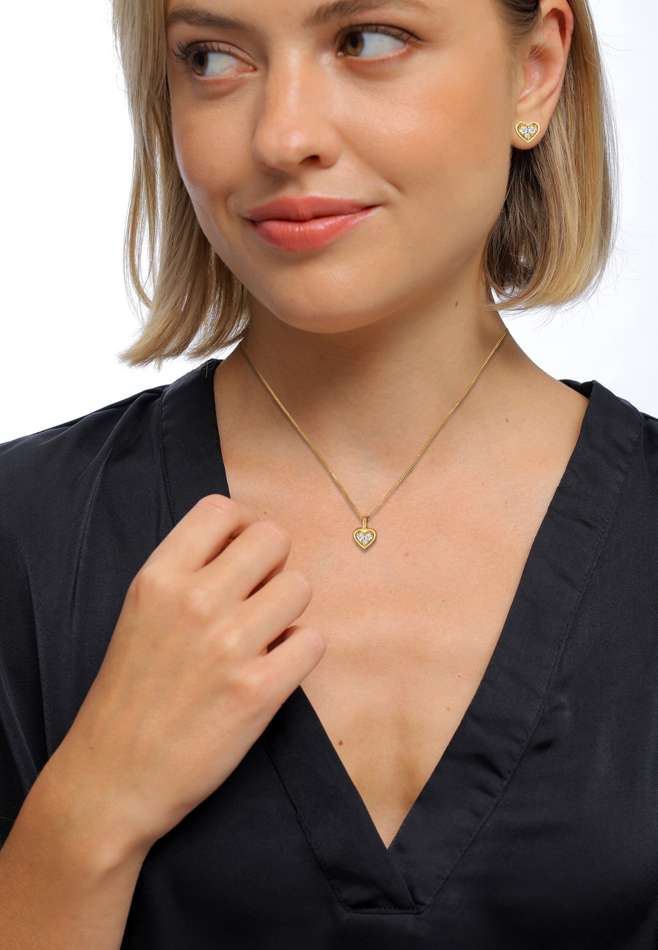 Elli DIAMONDS Schmuckset 'Herz' in Gold: Vorderseite
