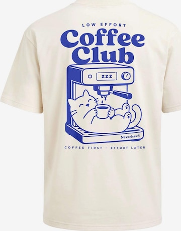 Neverless Shirt 'Cat Coffee' in Beige: Vorderseite