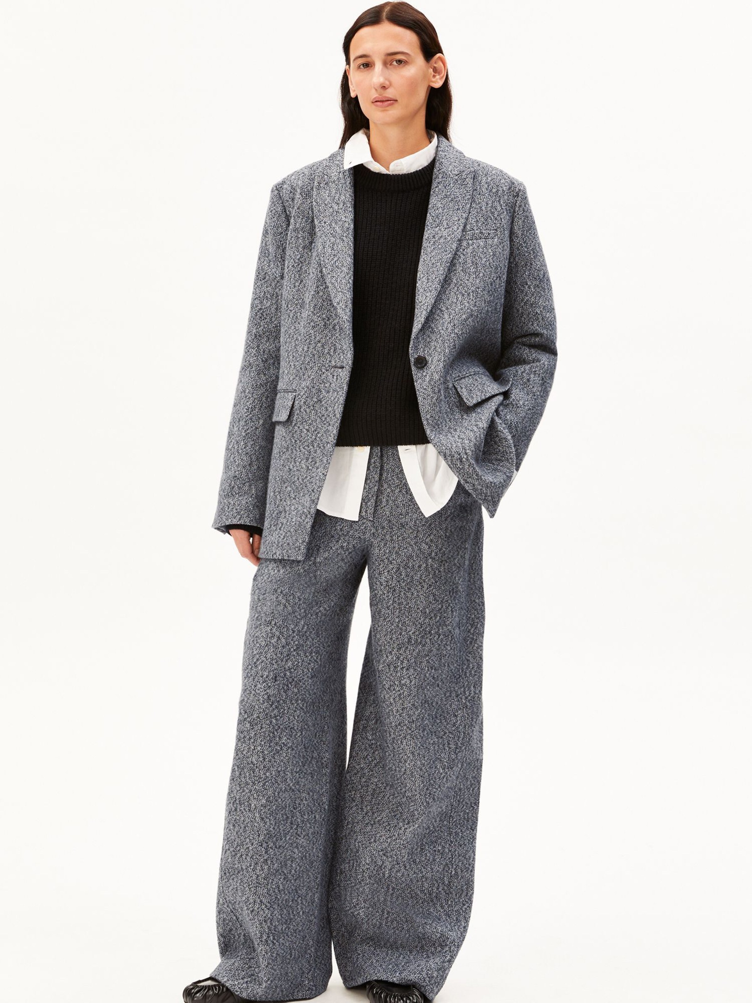 ARMEDANGELS Loosefit Hose 'TWEED BARREL' in Grau