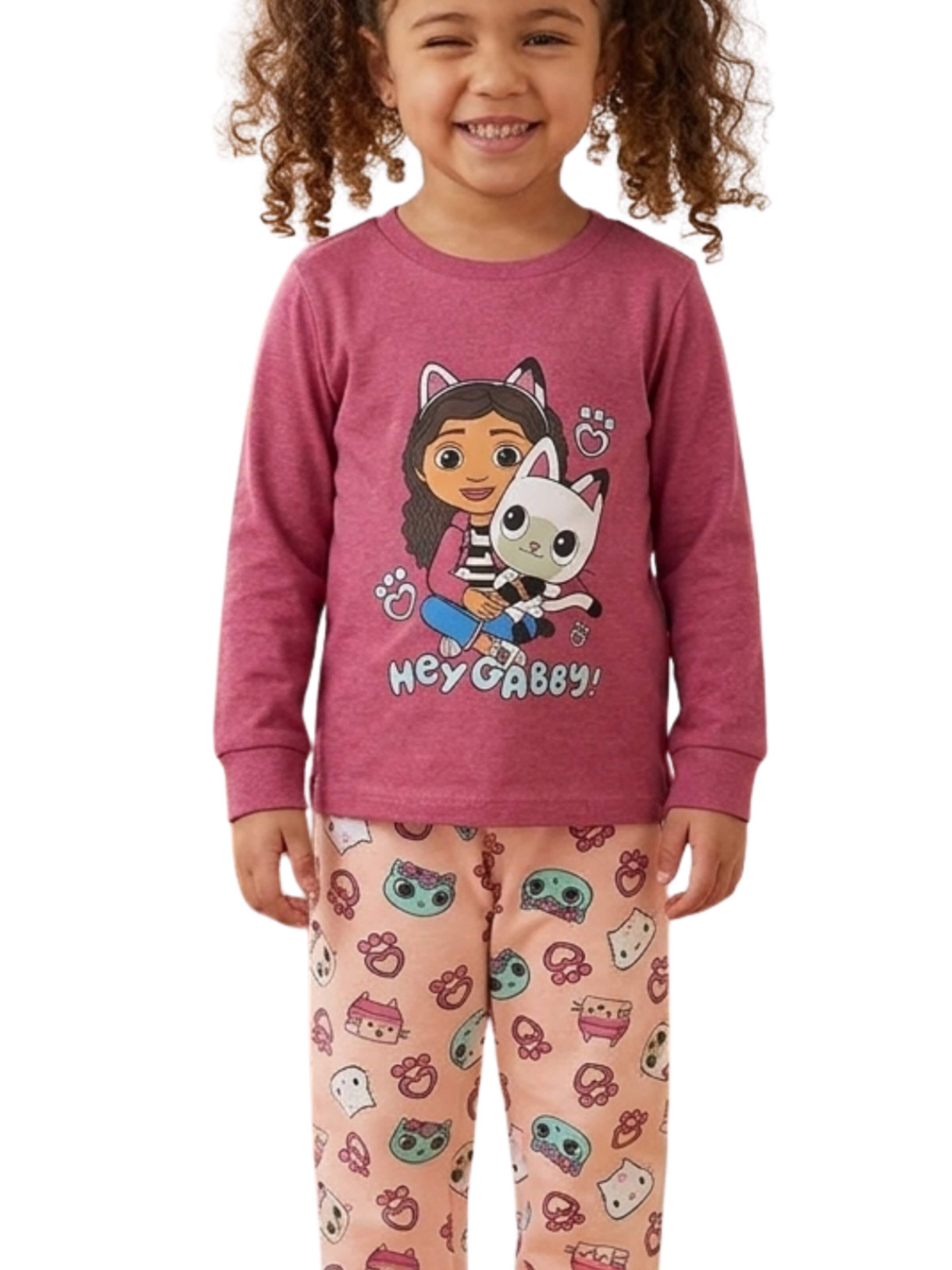 Pyjama 'Gabby’s Dollhouse Pyjama Set Kids – Pink – Long Sleeve Sleepwear with Pants' Cerdá en rouge : devant