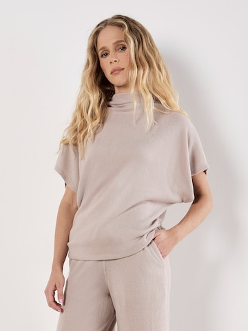 Apricot Soft Knit Side Ruched Top ' ' in Grau: Vorderseite