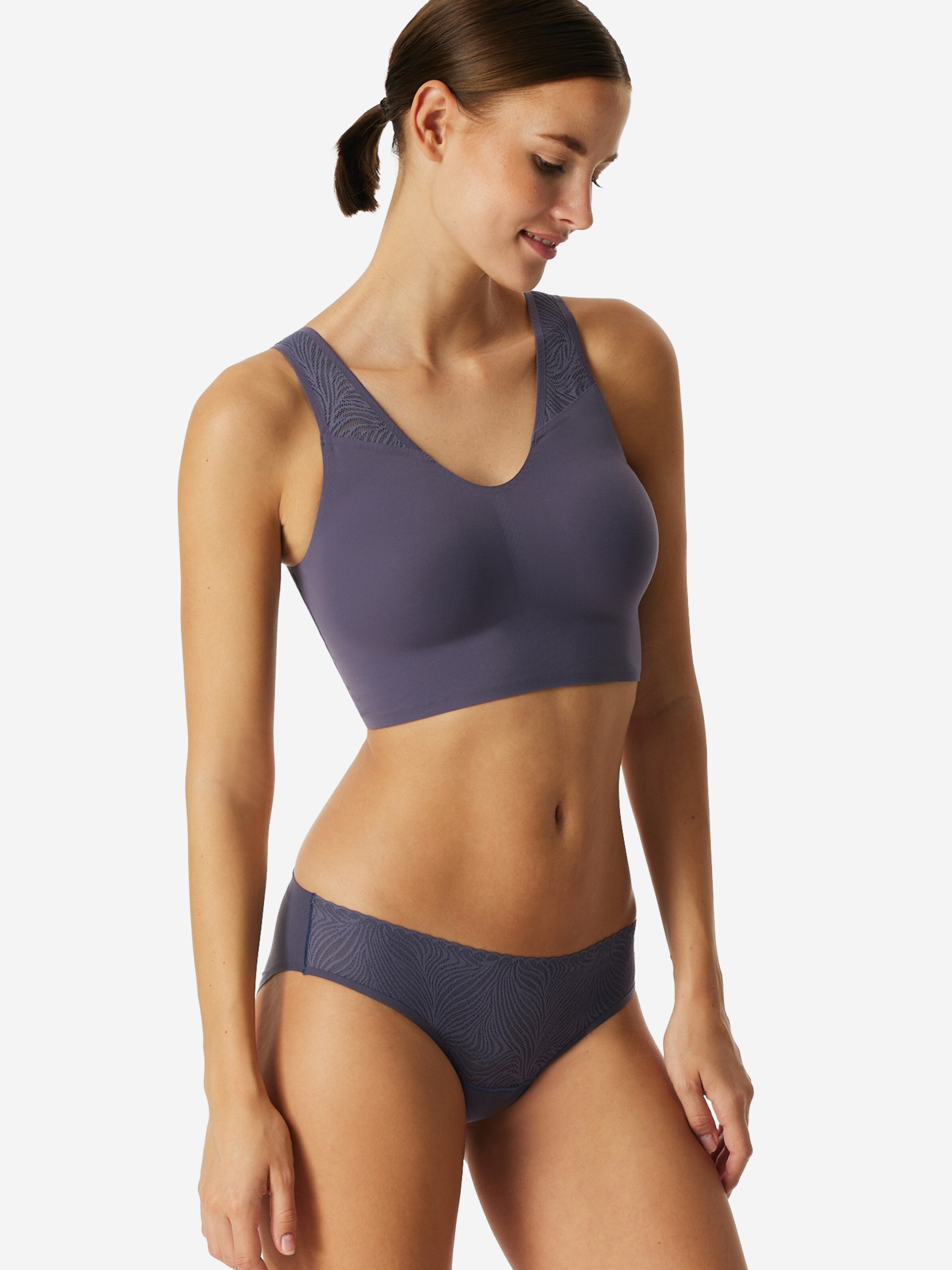 SCHIESSER T-Shirt Bustier ' Invisible Soft Lace ' in Blau