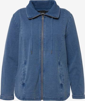 Ulla Popken Zip-Up Hoodie in Blue: front