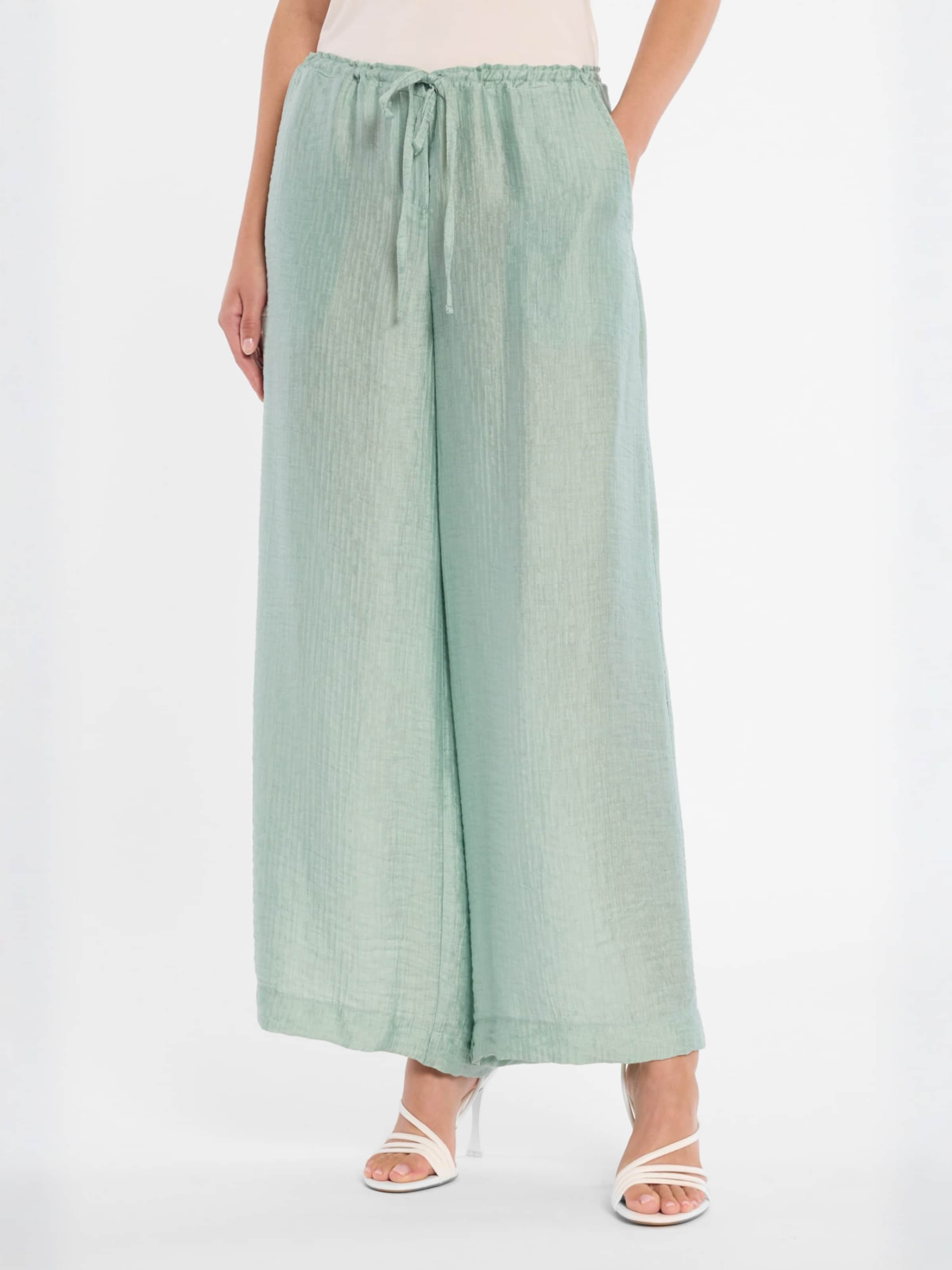 Ana Alcazar Wide leg Broek 'Dorino' in Groen: voorkant