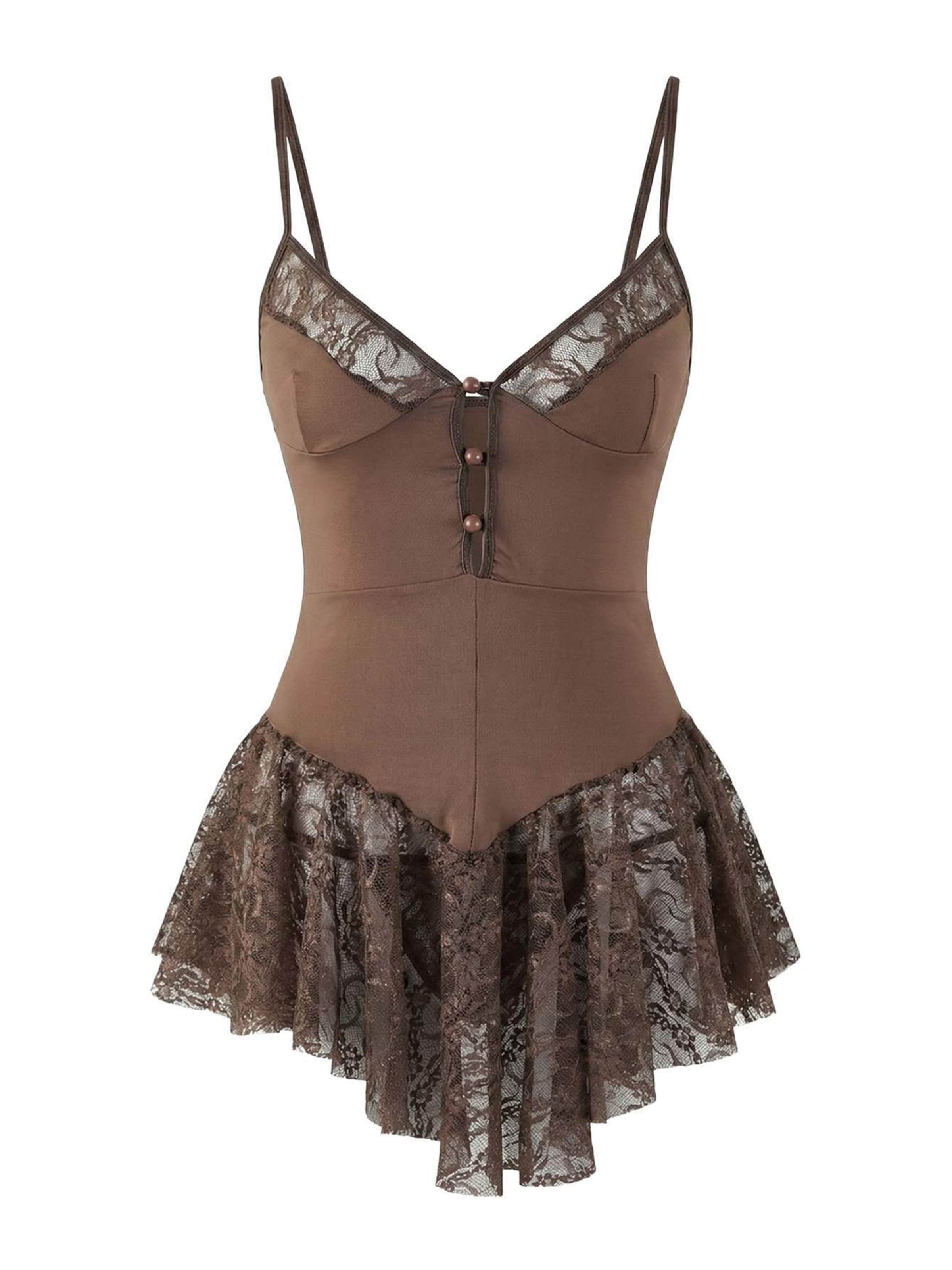 Trendyol Hálóköntös - barna: elől