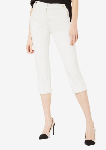 COMMA Slim fit Pleated Pants in White: front