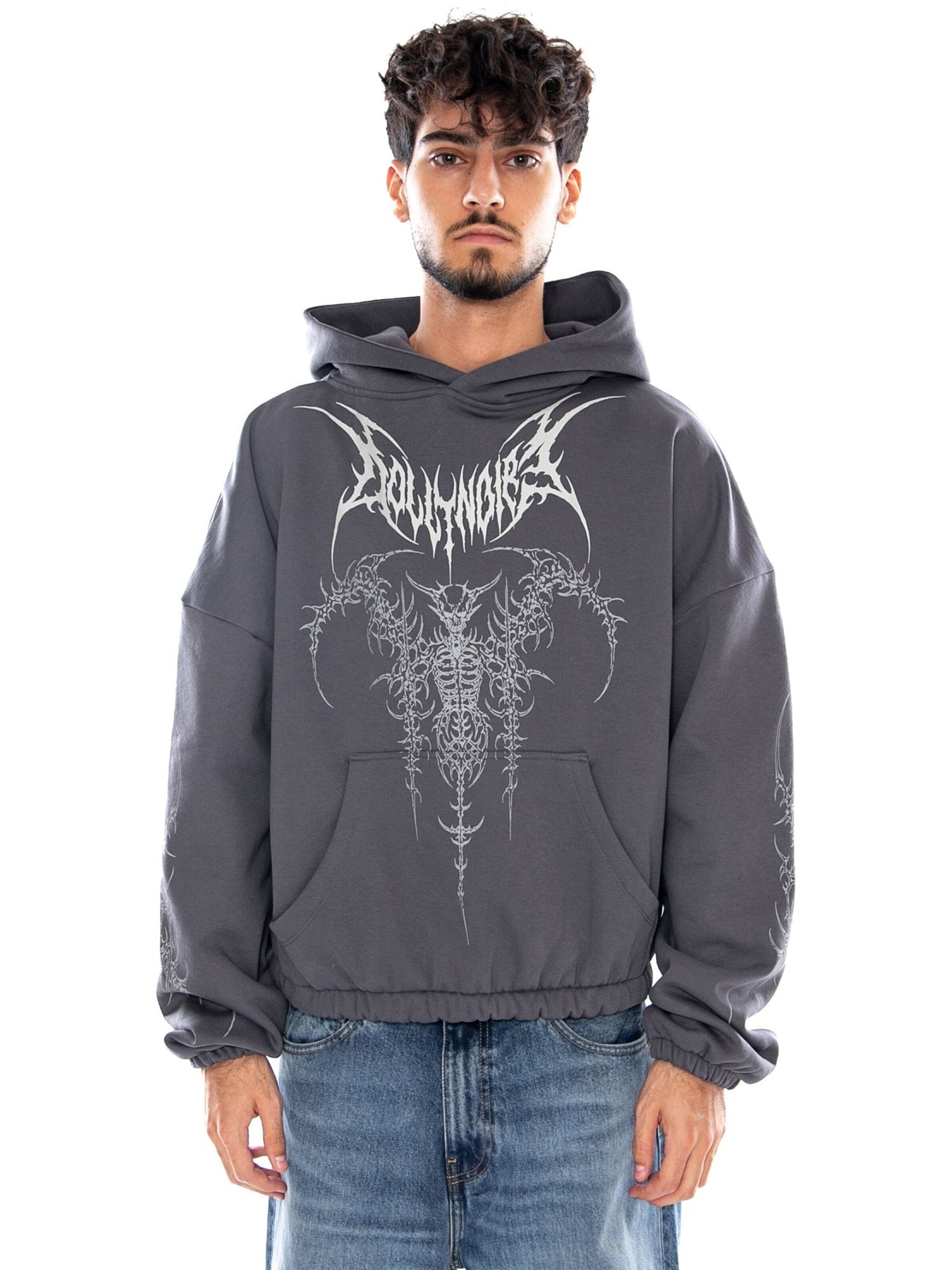Felpa 'THE GUARDIAN BOXY HOODIE IRON GATE' di DOLLY NOIRE in grigio
