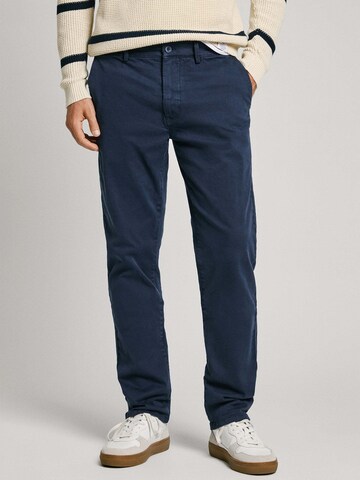 Coupe slim Pantalon chino Pepe Jeans en bleu : devant