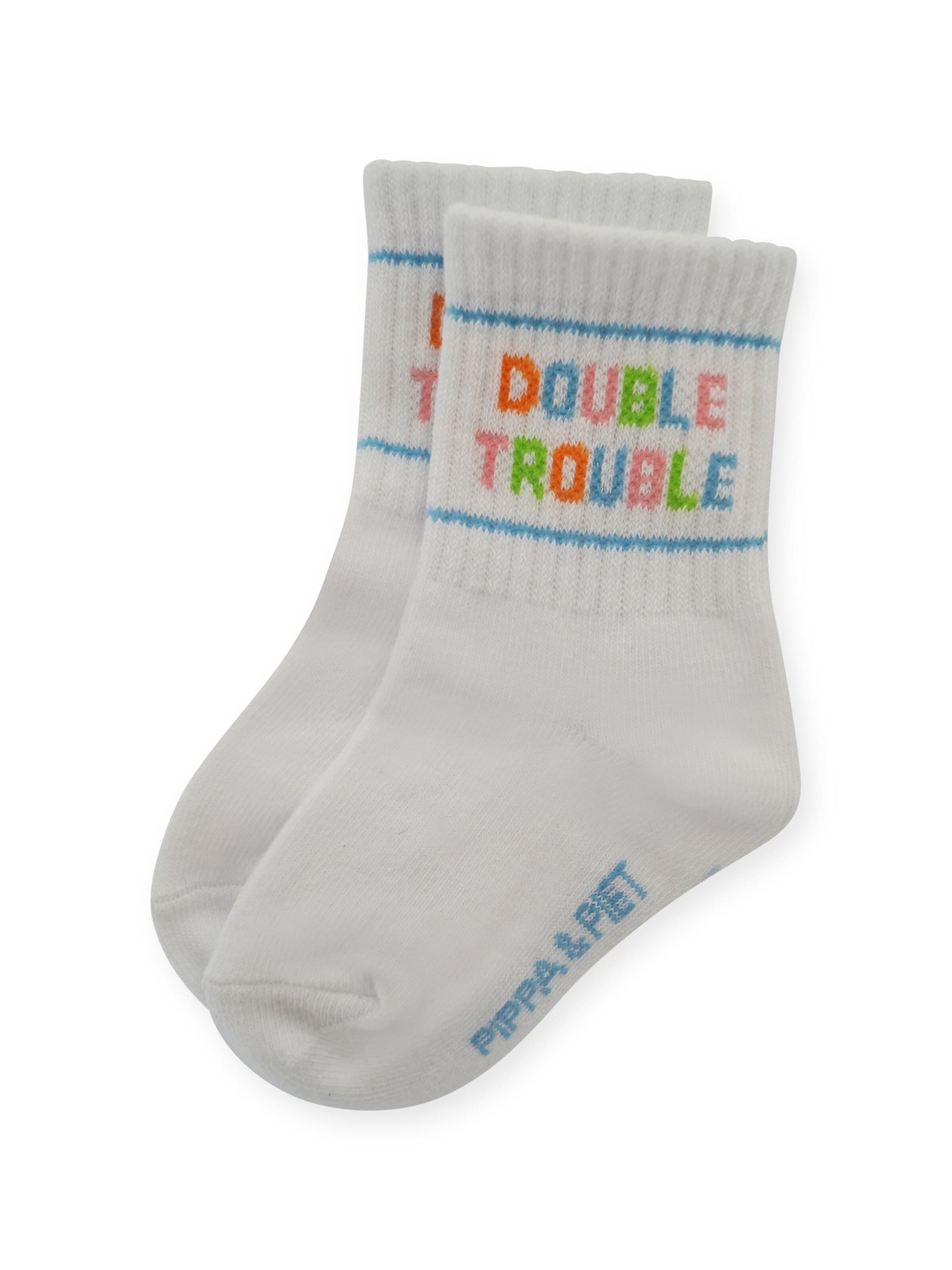 Pippa & Piet Socks 'Double Trouble' in White: front