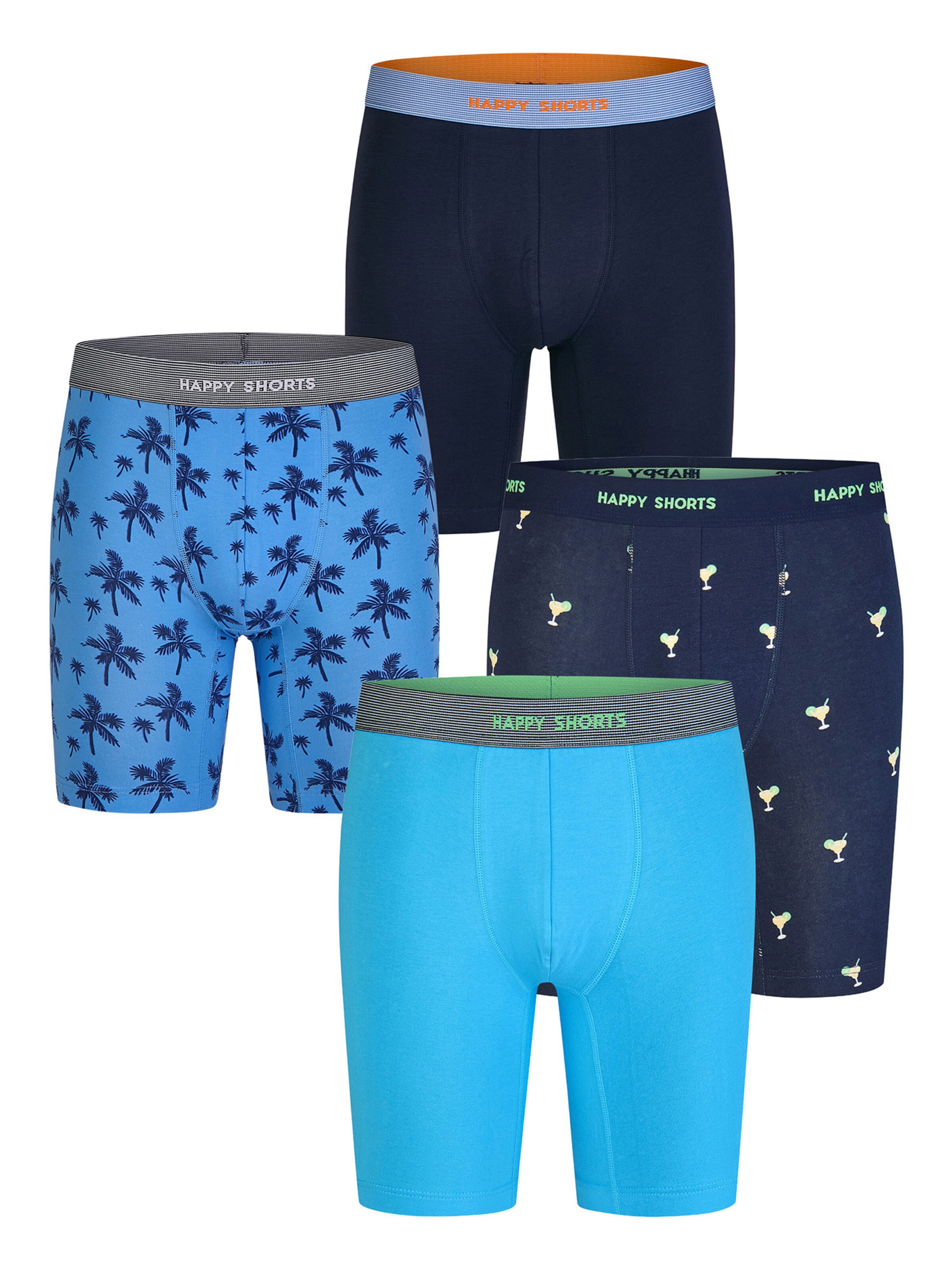 Happy Shorts Langer Boxer ' Motive ' in L in blau / türkis / dunkelblau, Produktansicht