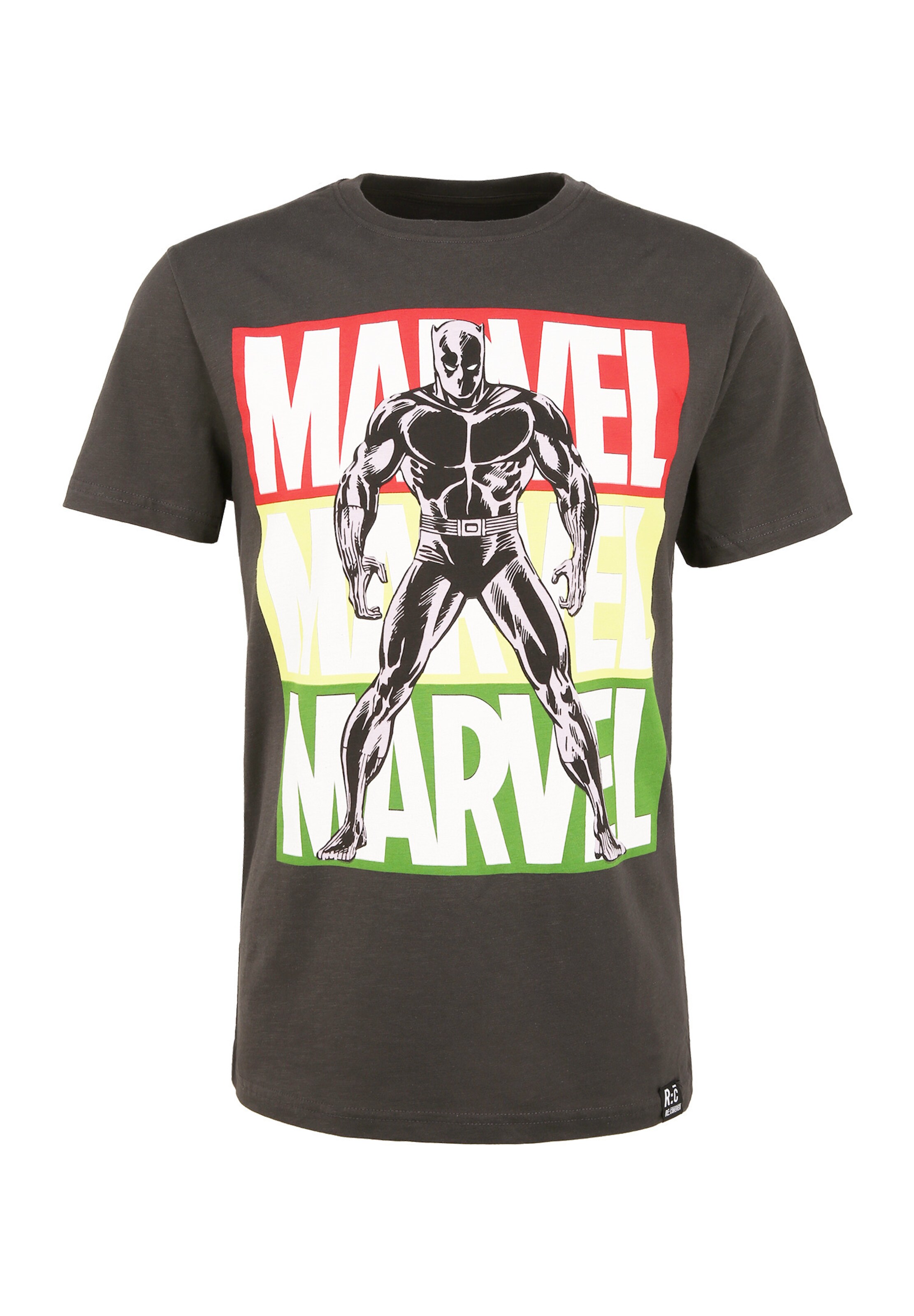 Recovered Shirt 'Marvel Black Panther Pop Art' in Zwart: voorkant