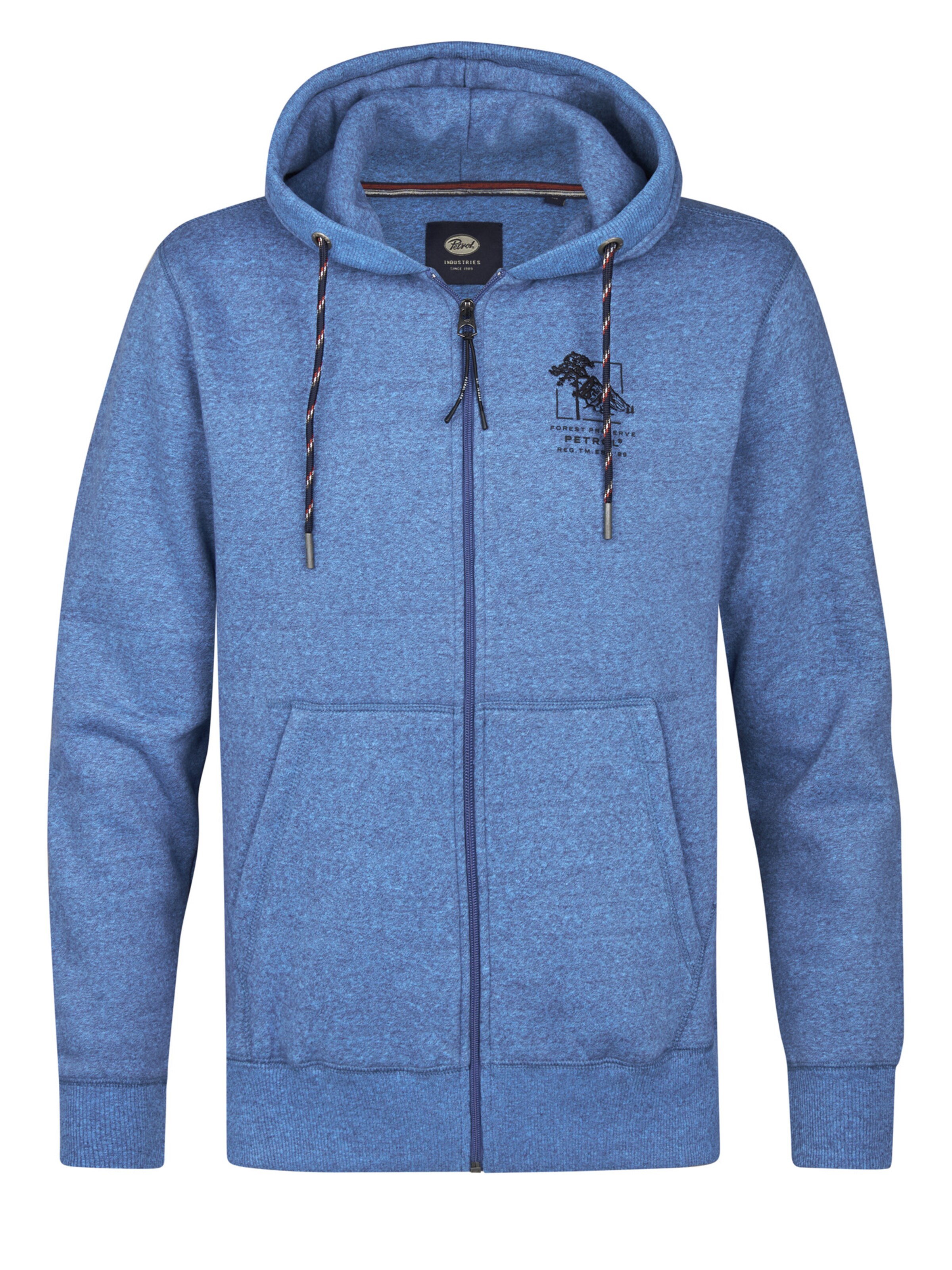 Petrol Industries Zip-Up Hoodie in Blue: front