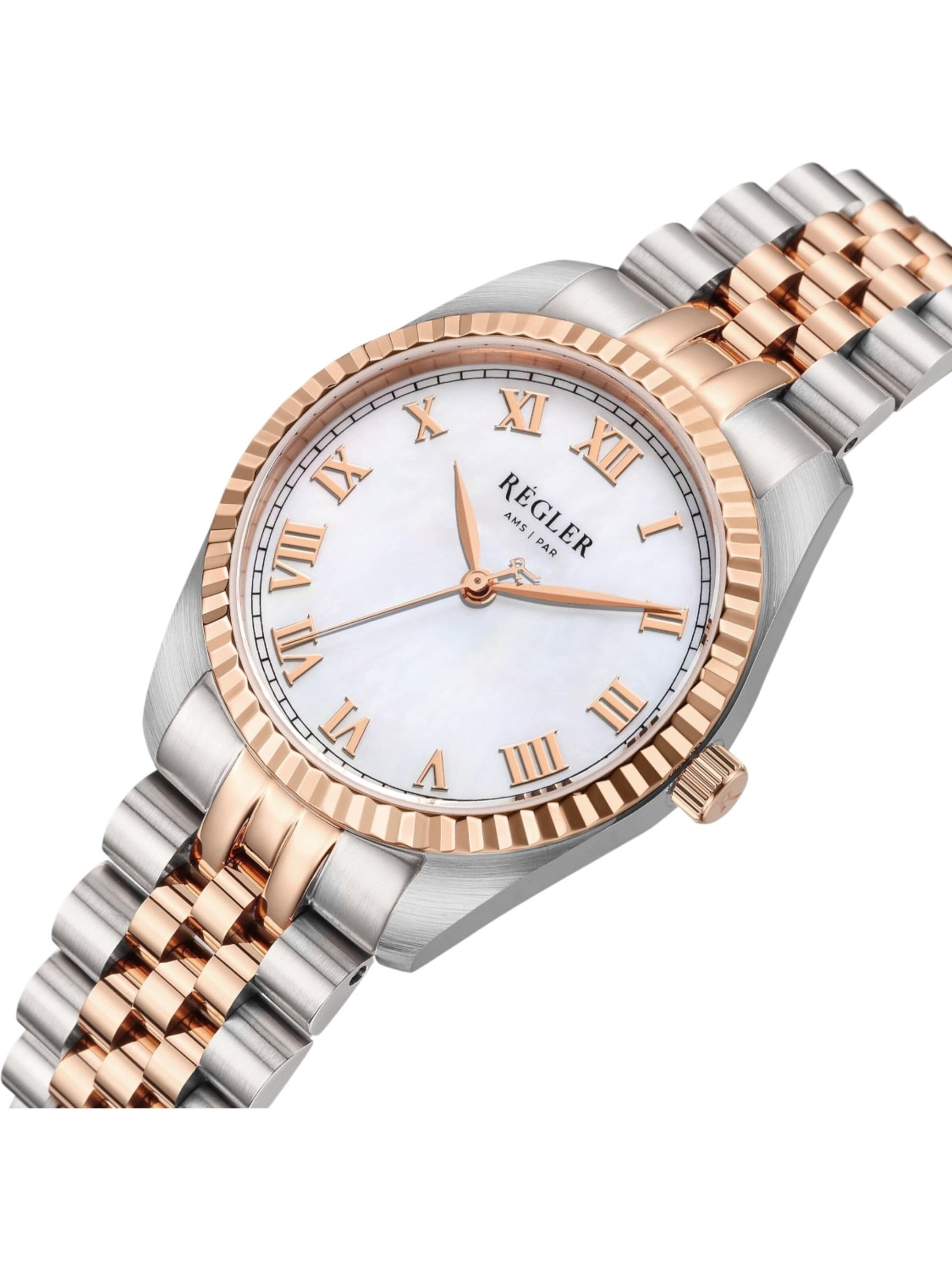 Régler Analoog horloge 'Régler Infinité Steel Bicolor Silver/Rose Gold - Pearl' in Goud