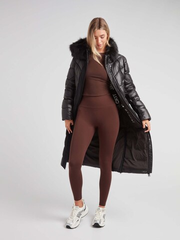 JACK1T Outdoorjas ' Diamond Belt Extra Long Puffer Coat ' in Zwart