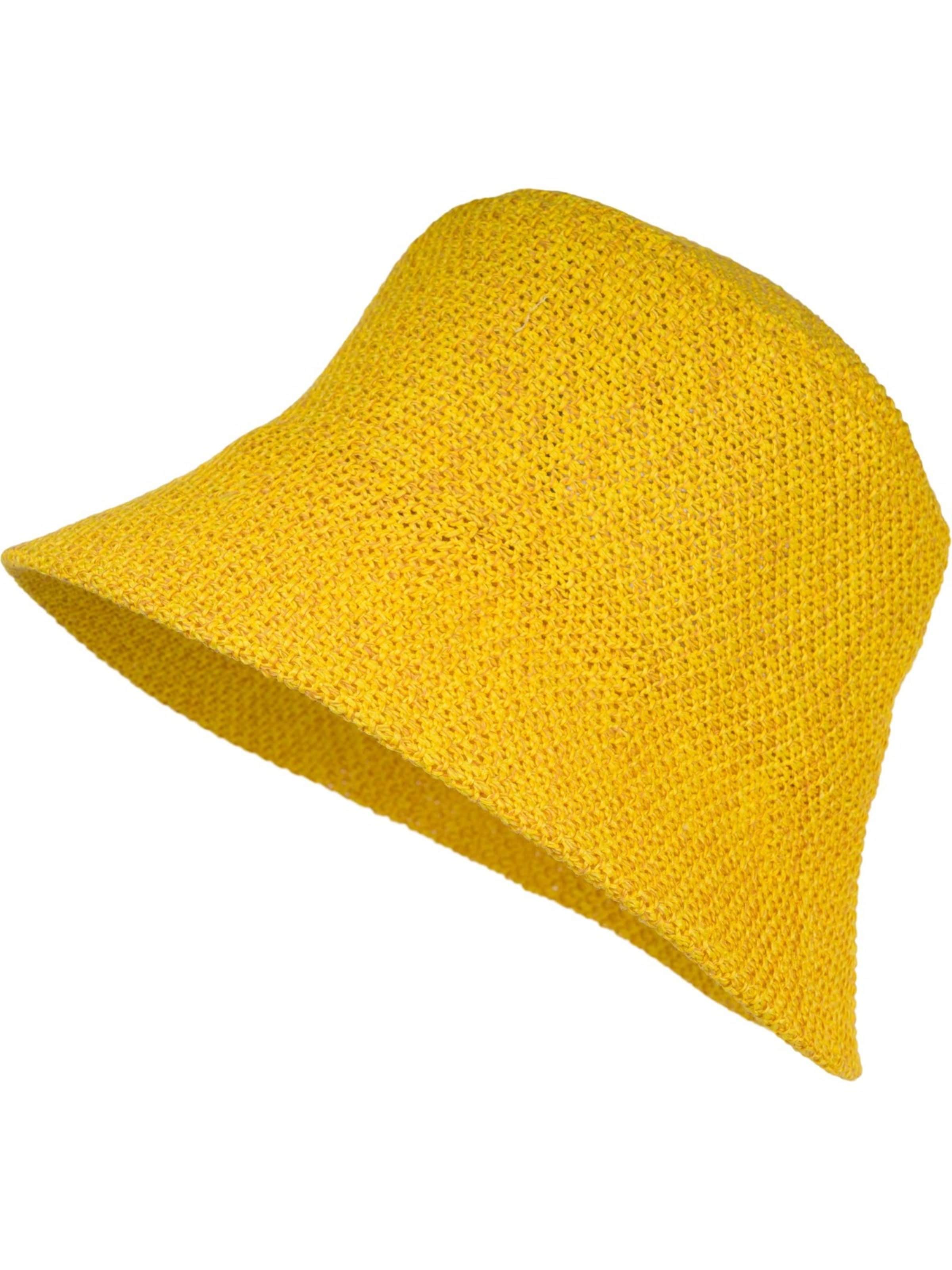 styleBREAKER Hut 'Fischerhut aus Papierstroh - Knautschhut'‌ in gelb, Produktansicht