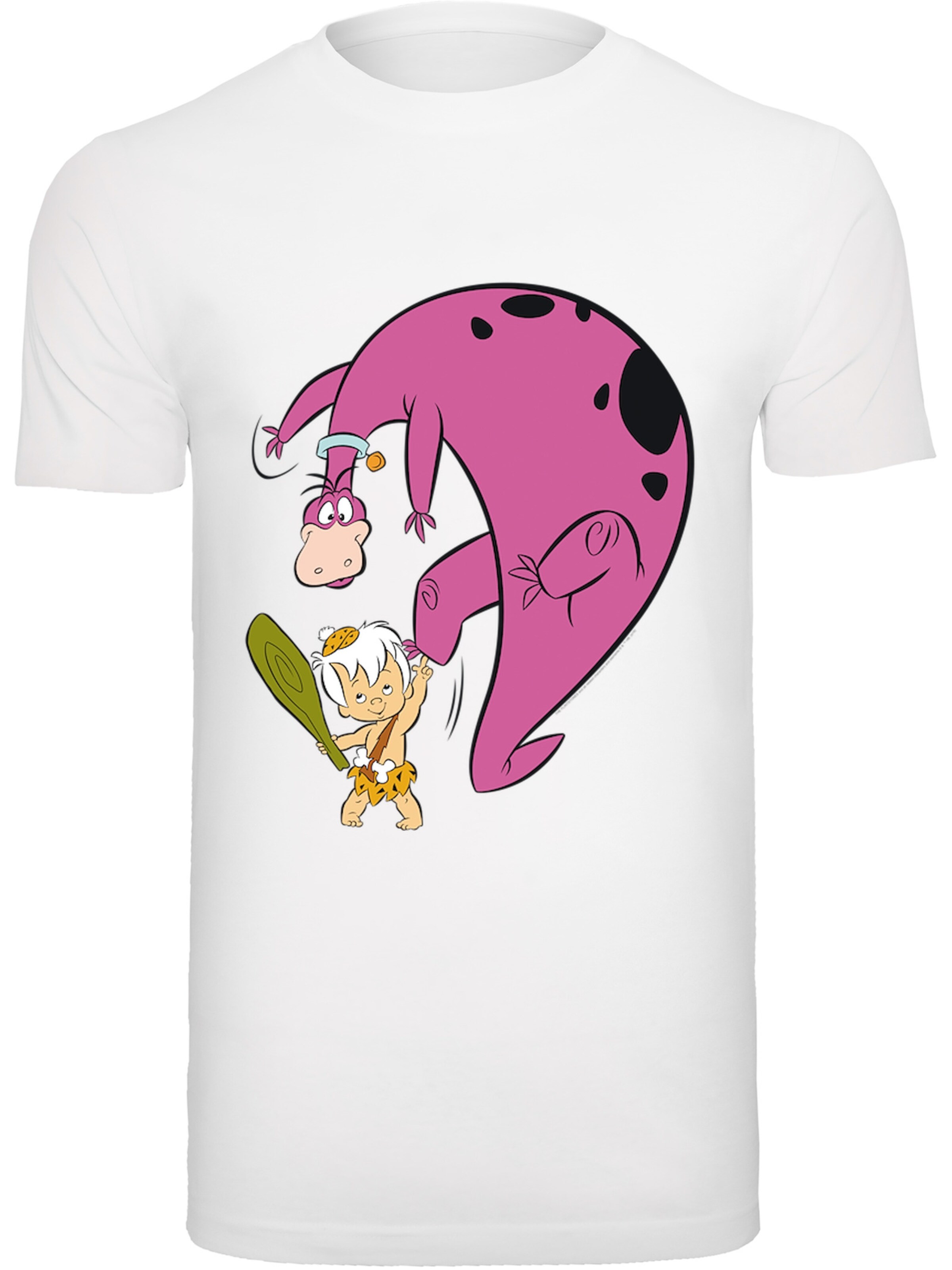 F4NT4STIC Shirt 'Bamm Bamm And Dino' in Weiß: Vorderseite