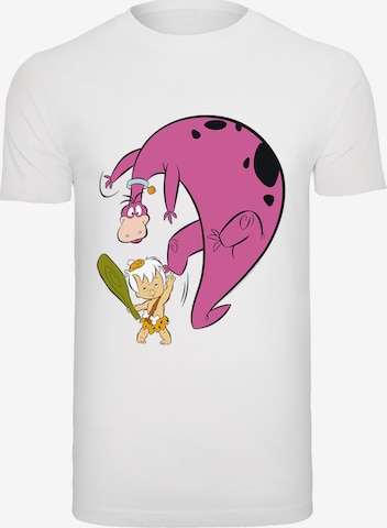F4NT4STIC Shirt 'Bamm Bamm And Dino' in Wit: voorkant