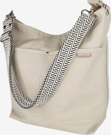 SANUMI Crossbody Bag 'Canvas Hobobag' in Grey: front