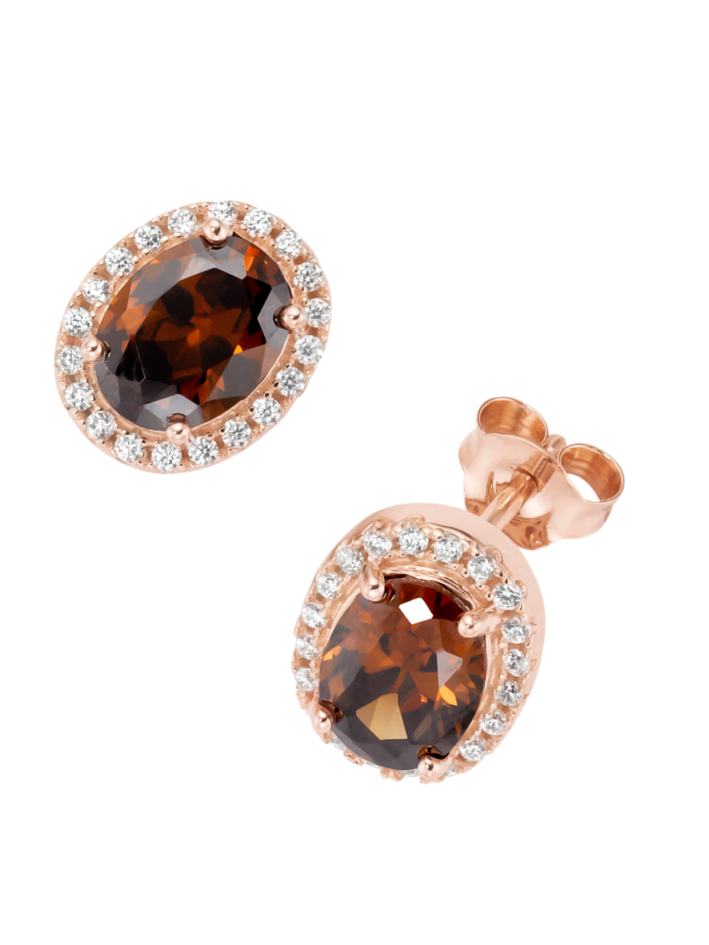 Smart Jewel Ohrstecker in braun / rosegold, Produktansicht