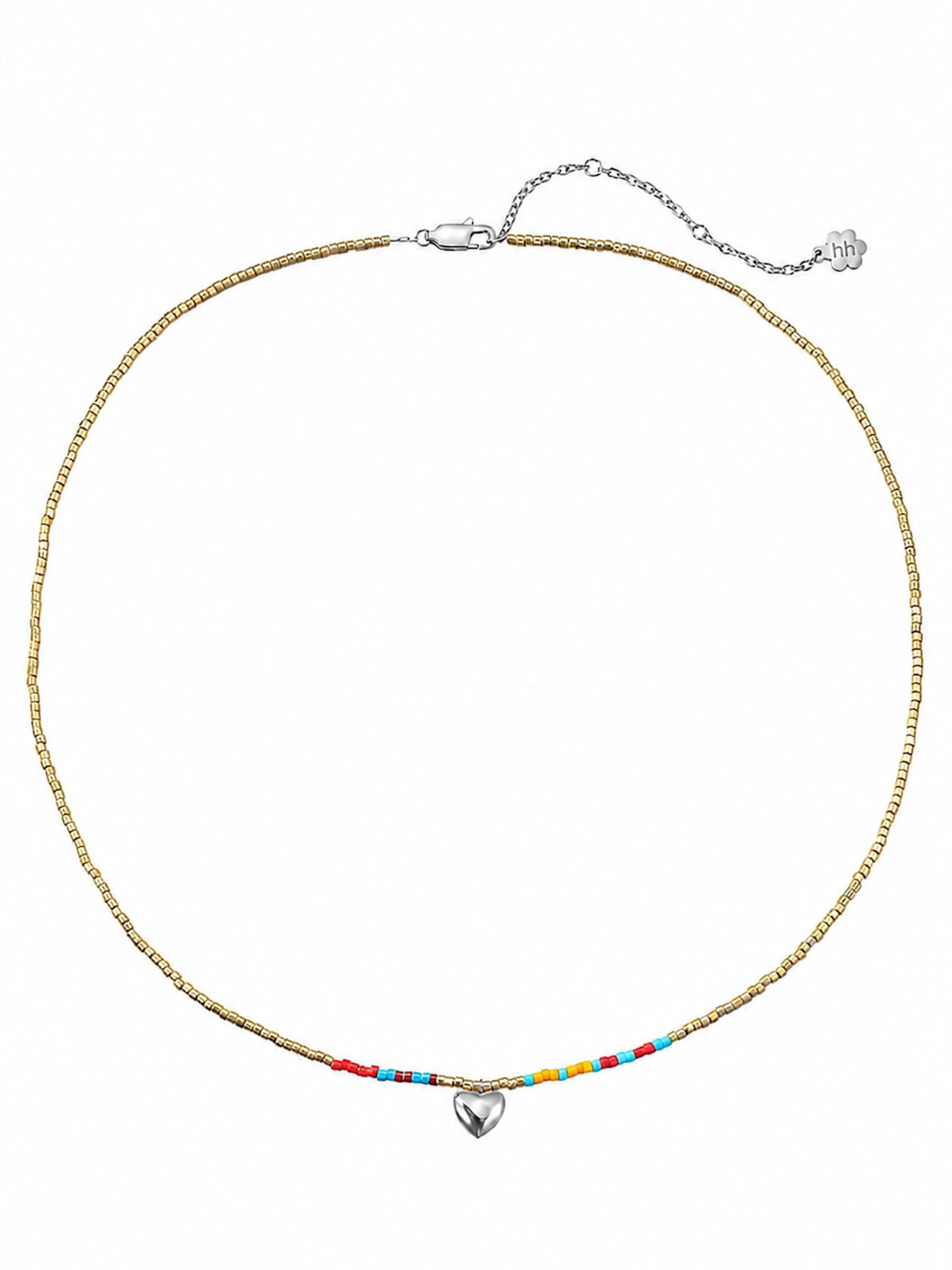 Hey Happiness - Cadena 'Summer Bead Heart' en plata: frente