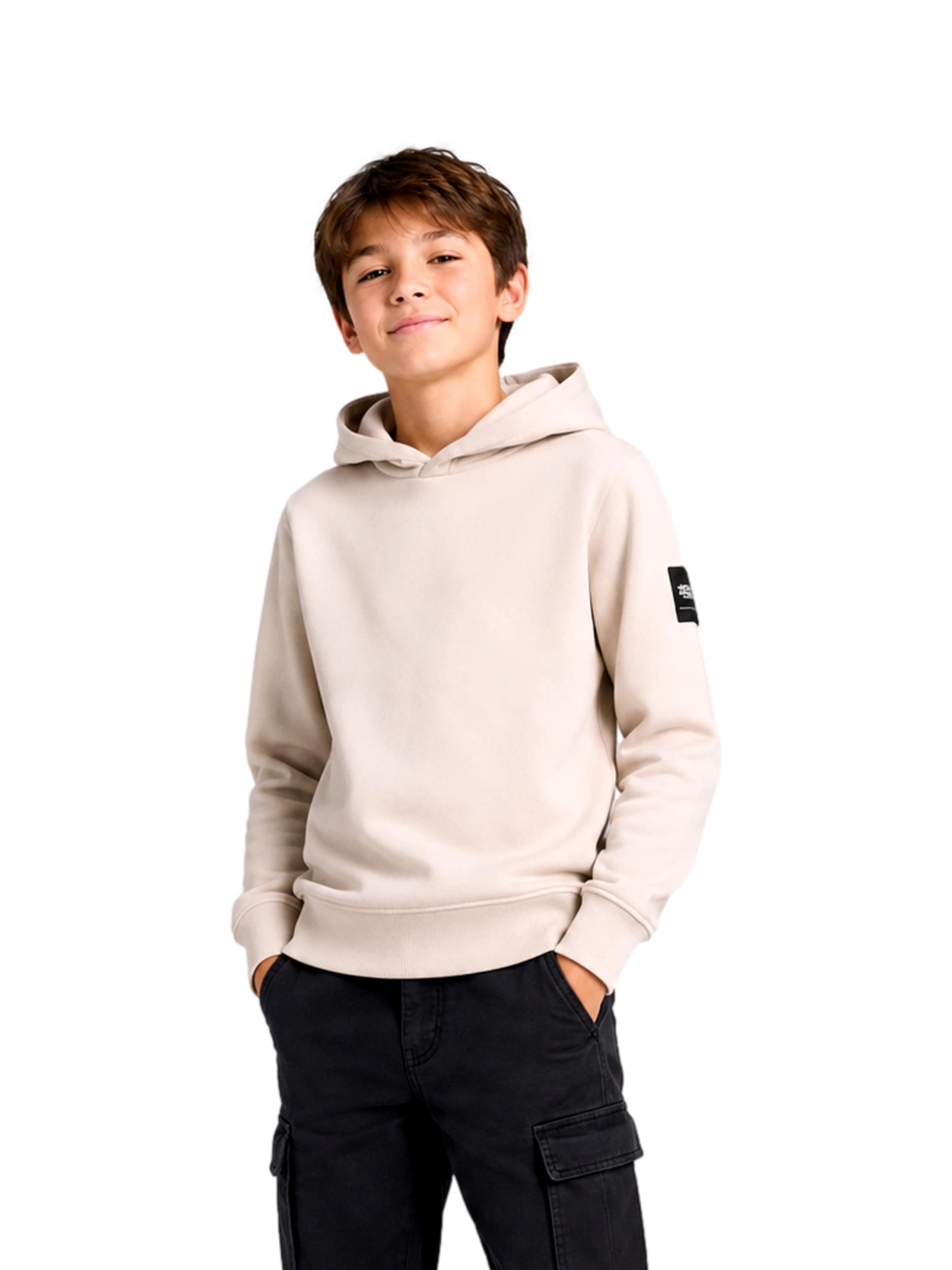 Jack & Jones Junior Sweatshirt 'JJCleveland' i beige: framsida